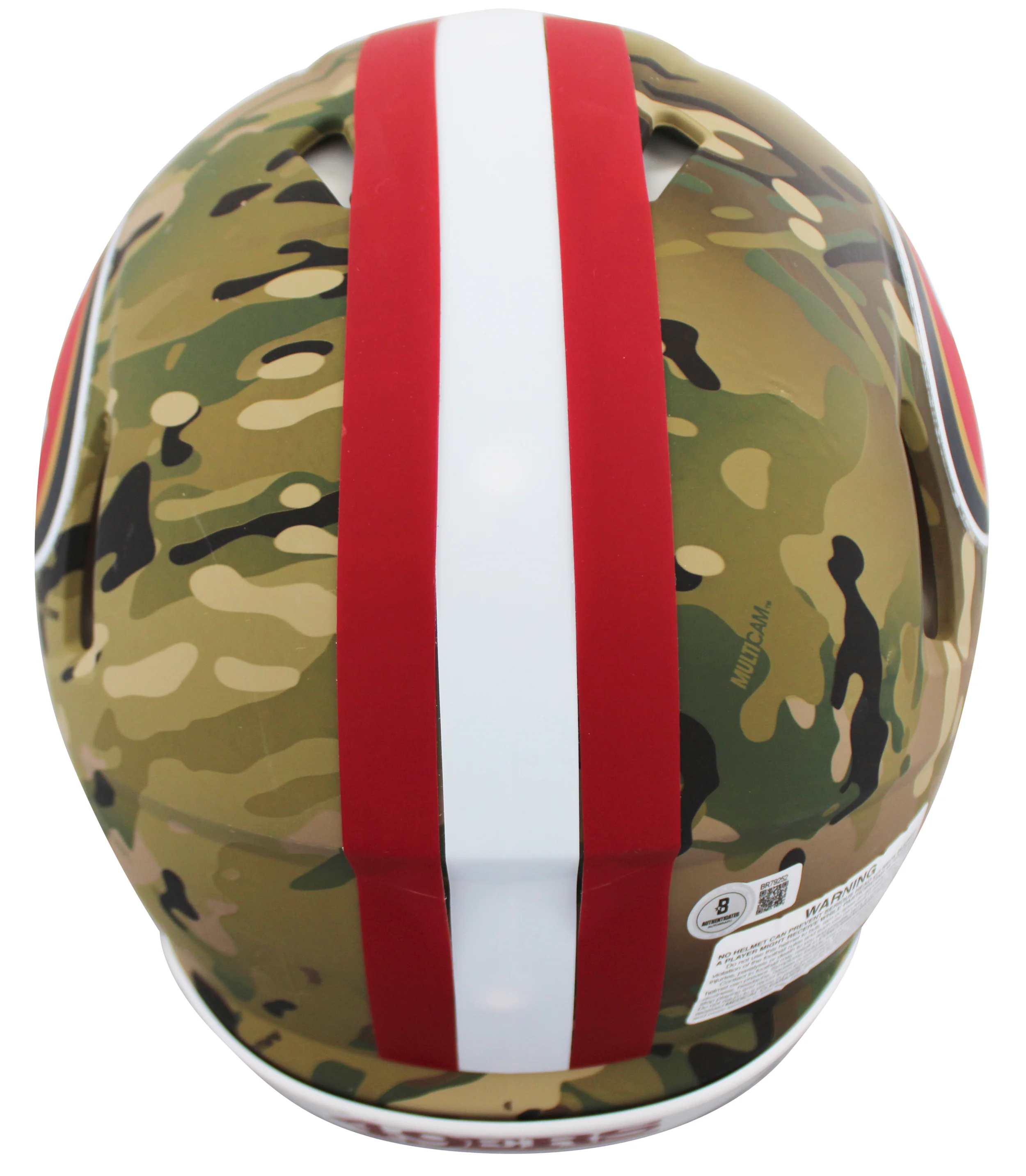 49ers Christian McCaffrey Signed Camo Full Size Speed Proline Helmet W/ Case BAS - Image 4