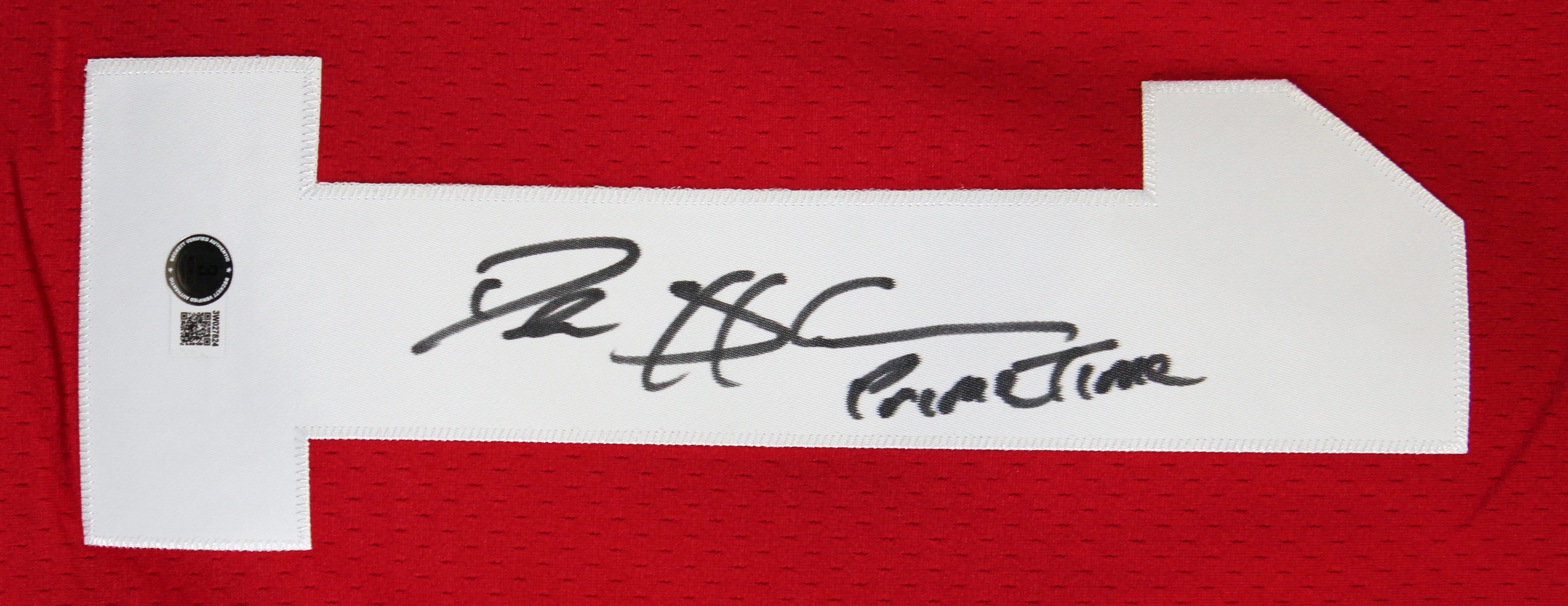 49ers Deion Sanders "Primetime" Signed Red M&N TB Framed Jersey BAS Witnessed - Image 3