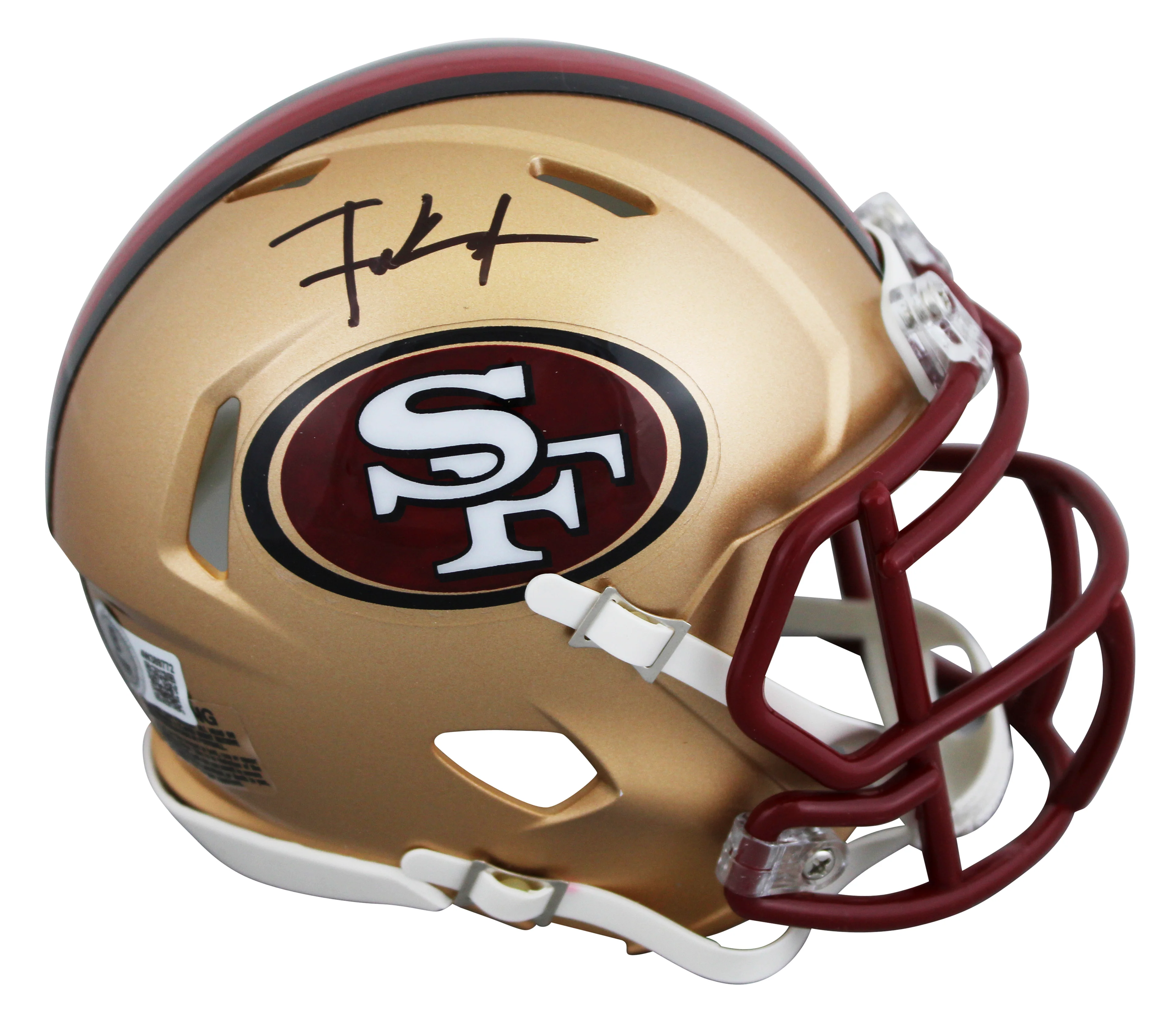 49ers Frank Gore Signed 1996-08 Throwback Speed Mini Helmet BAS Witnessed - Image 2
