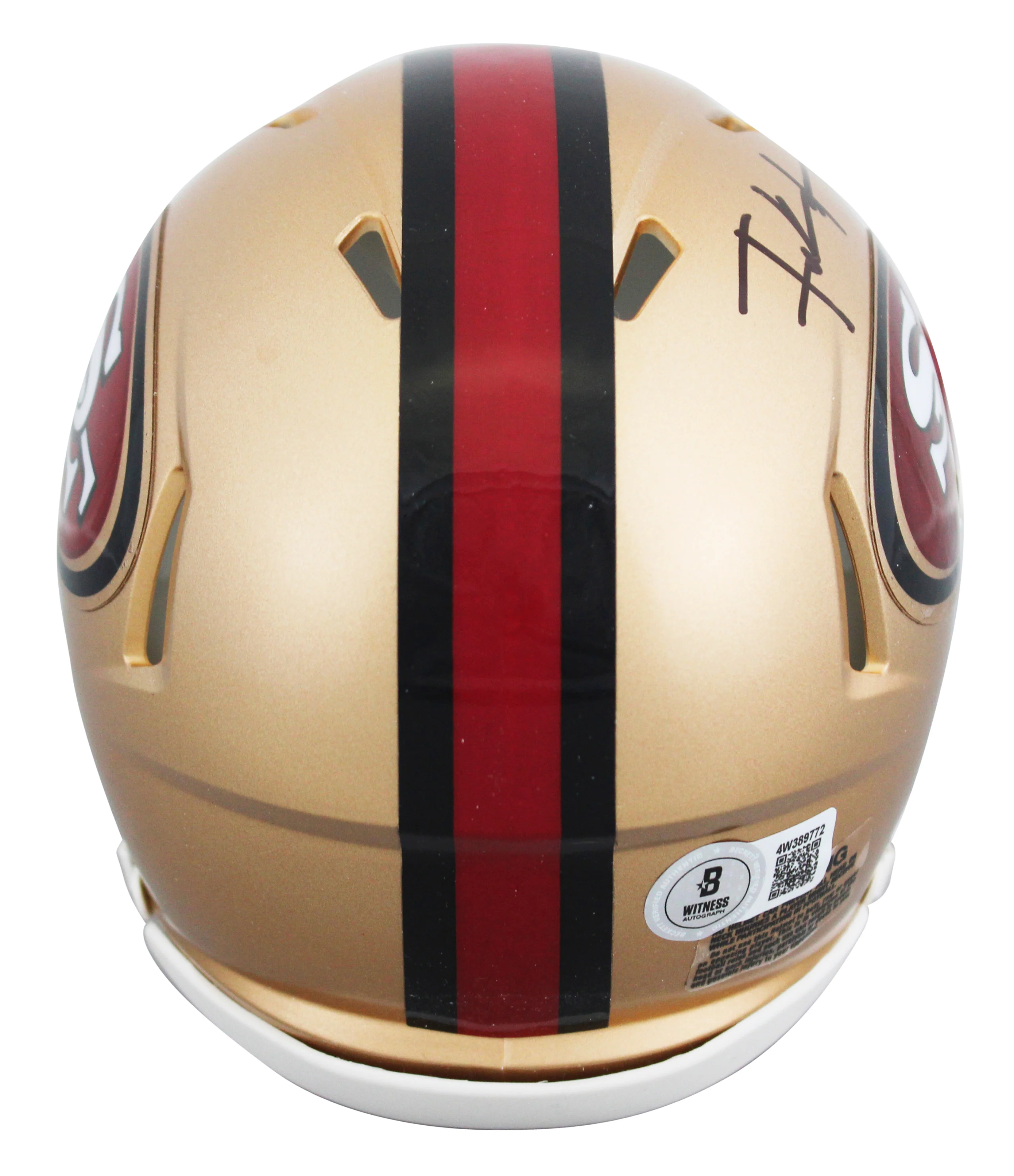 49ers Frank Gore Signed 1996-08 Throwback Speed Mini Helmet BAS Witnessed - Image 3