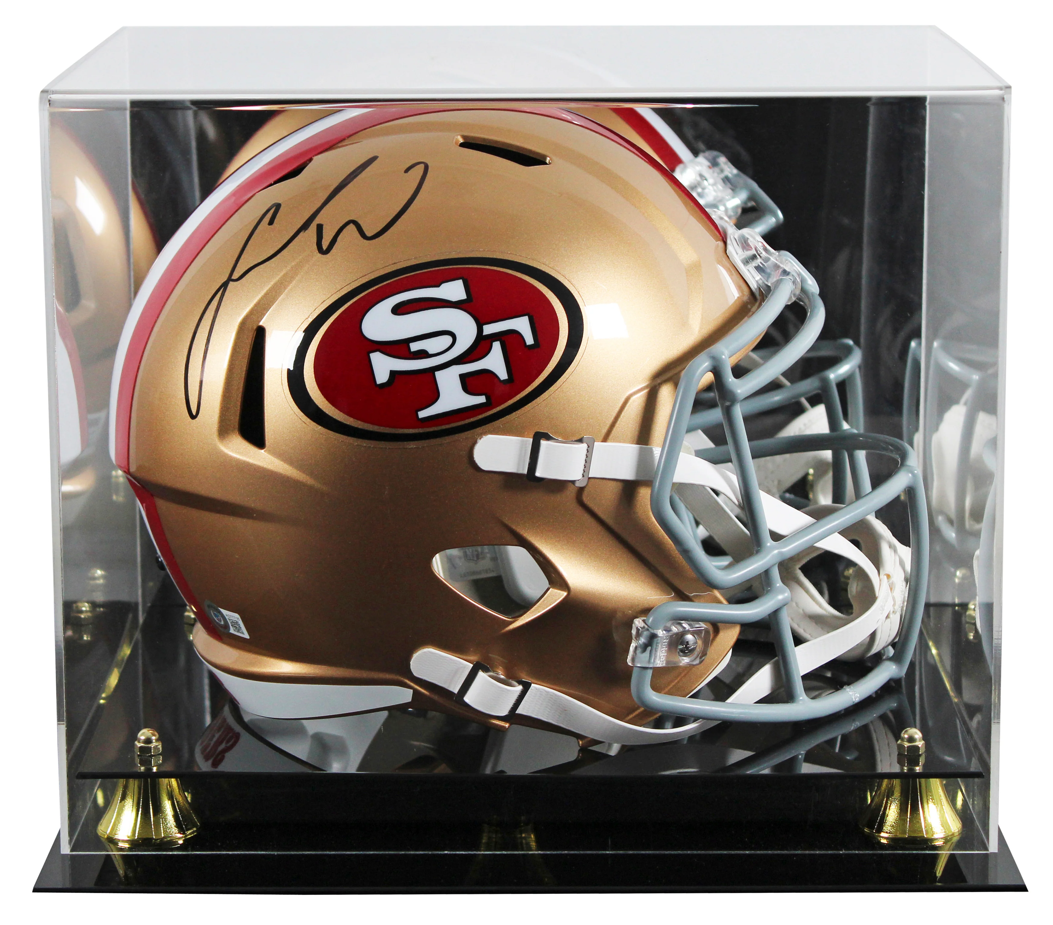 49ers Fred Warner Authentic Signed Full Size Speed Rep w/ Case Helmet BAS - Image 2