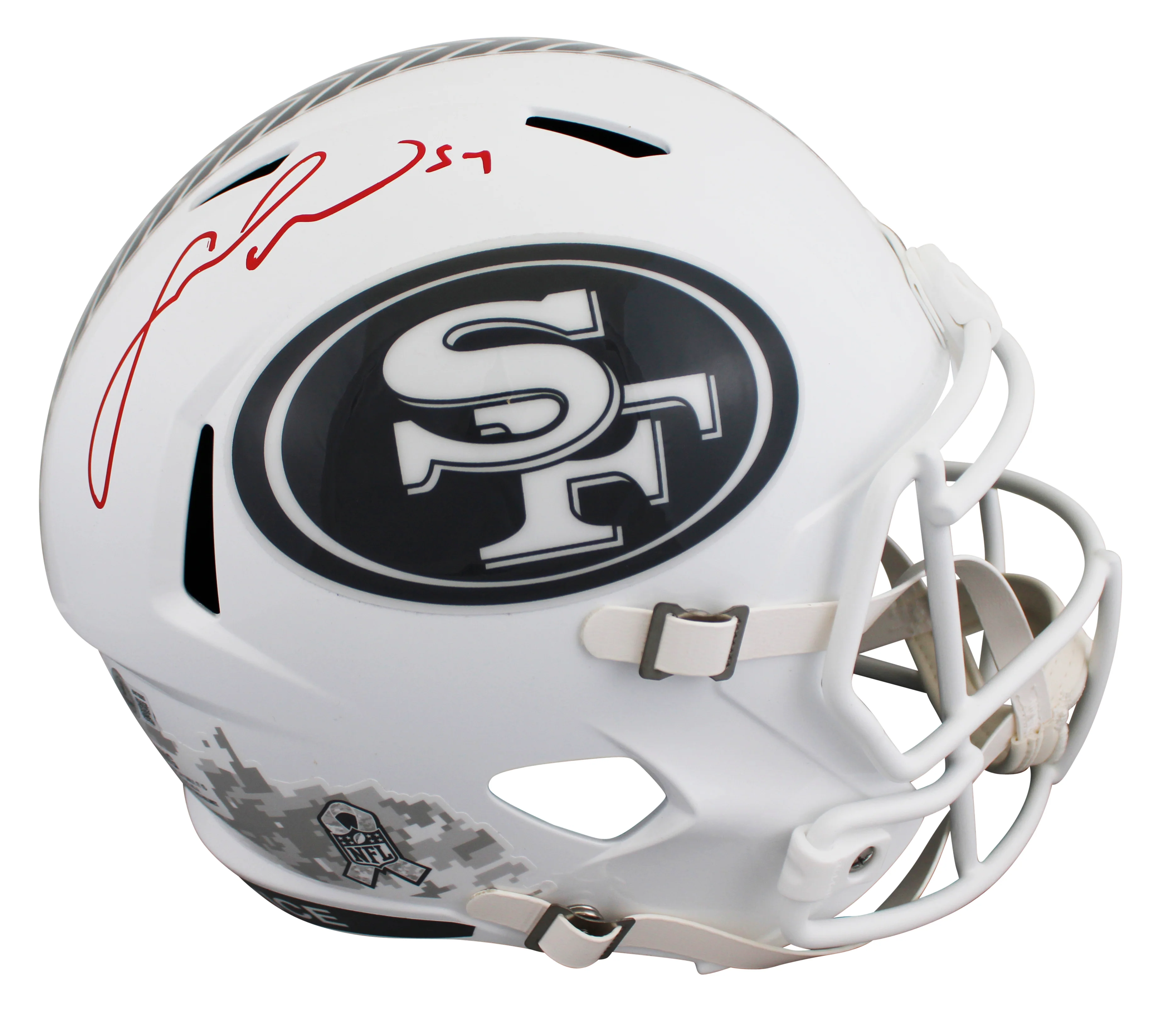 49ers Fred Warner Signed Salute To Service III Full Size Speed Rep Helmet BAS - Image 2