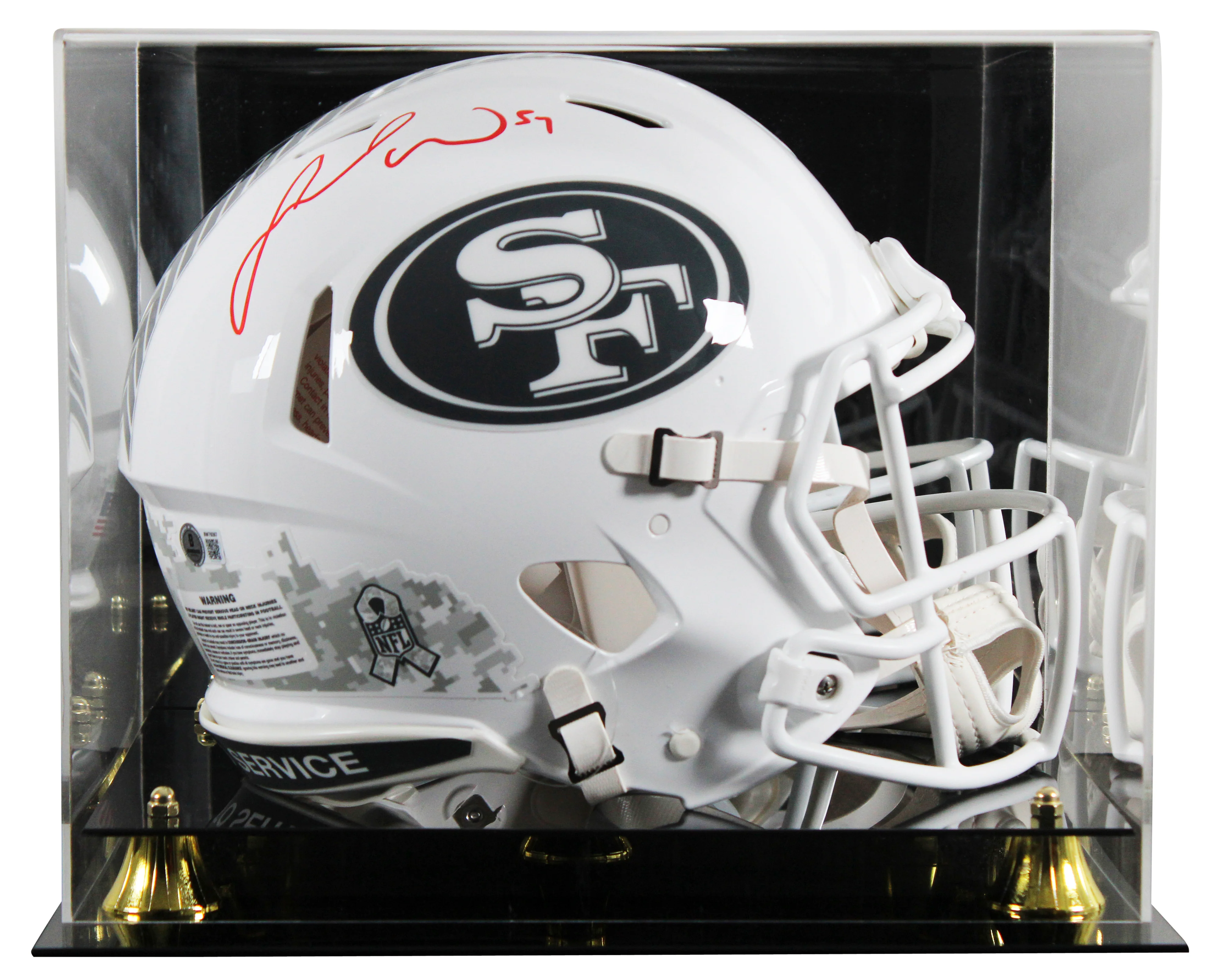 49ers Fred Warner Signed STS III Full Size Speed Proline Helmet W/ Case BAS - Image 2