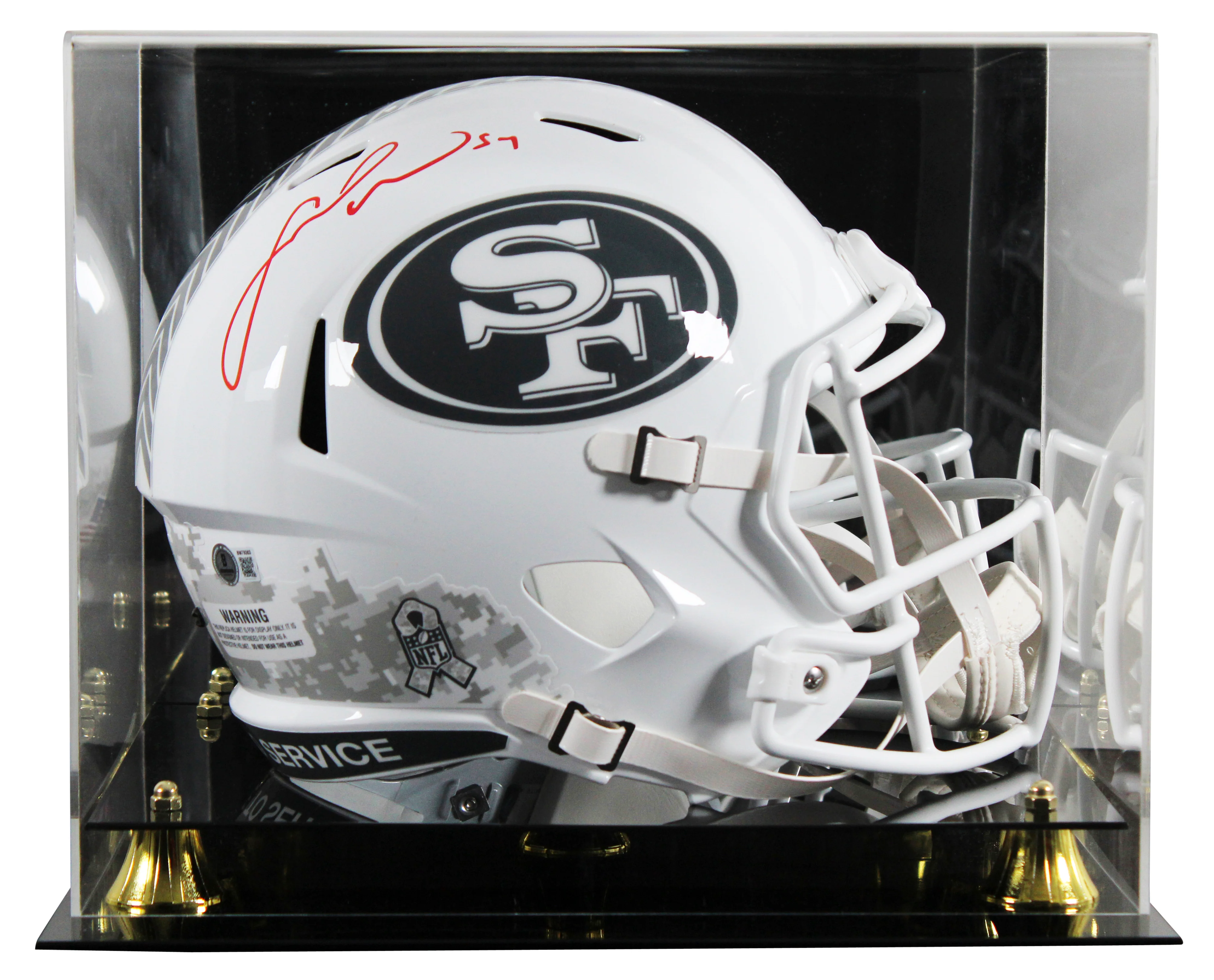 49ers Fred Warner Signed STS III Full Size Speed Rep Helmet W/ Case BAS - Image 2