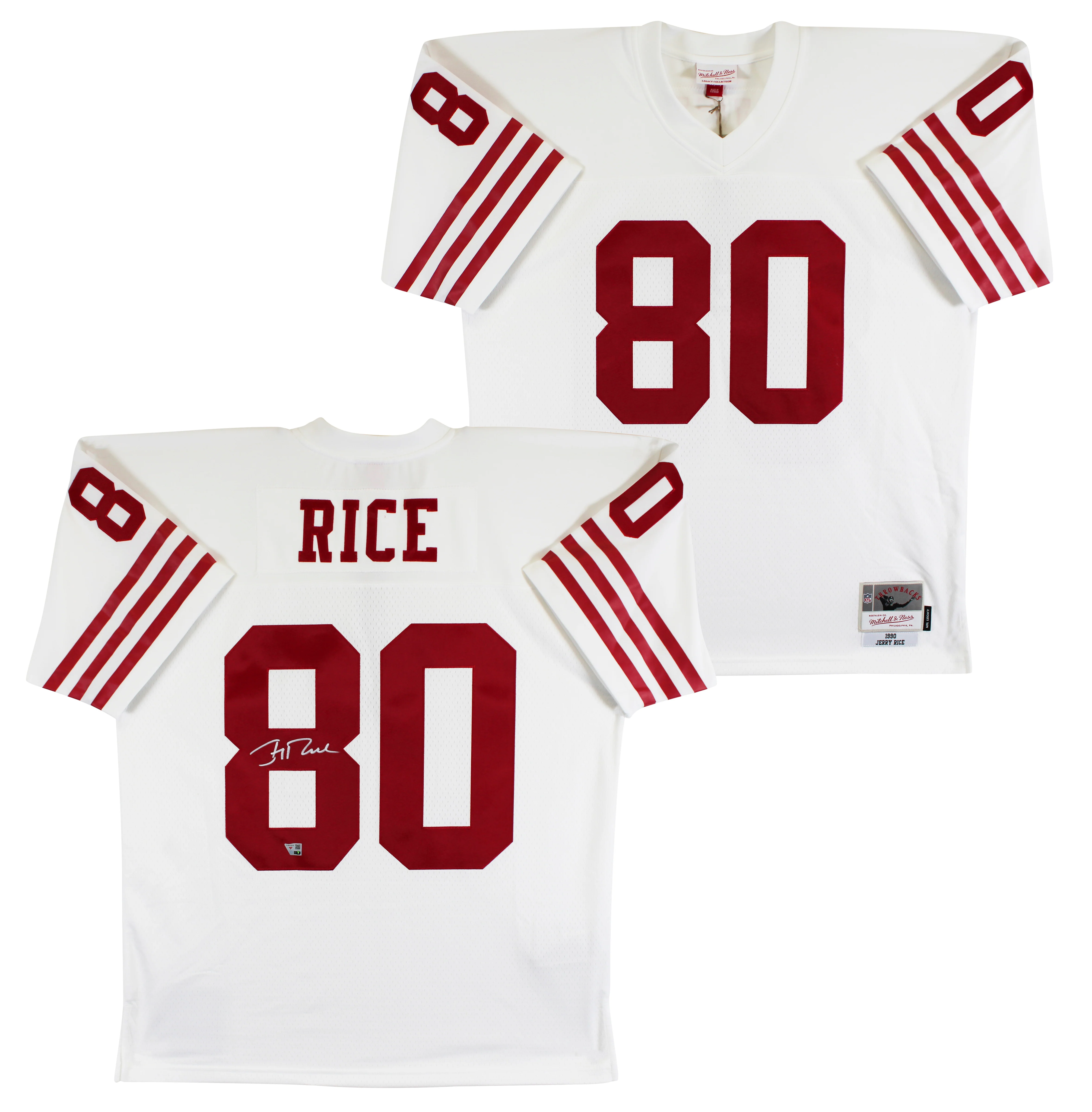 49ers Jerry Rice Authentic Signed White Mitchell & Ness Jersey Fanatics - Image 2
