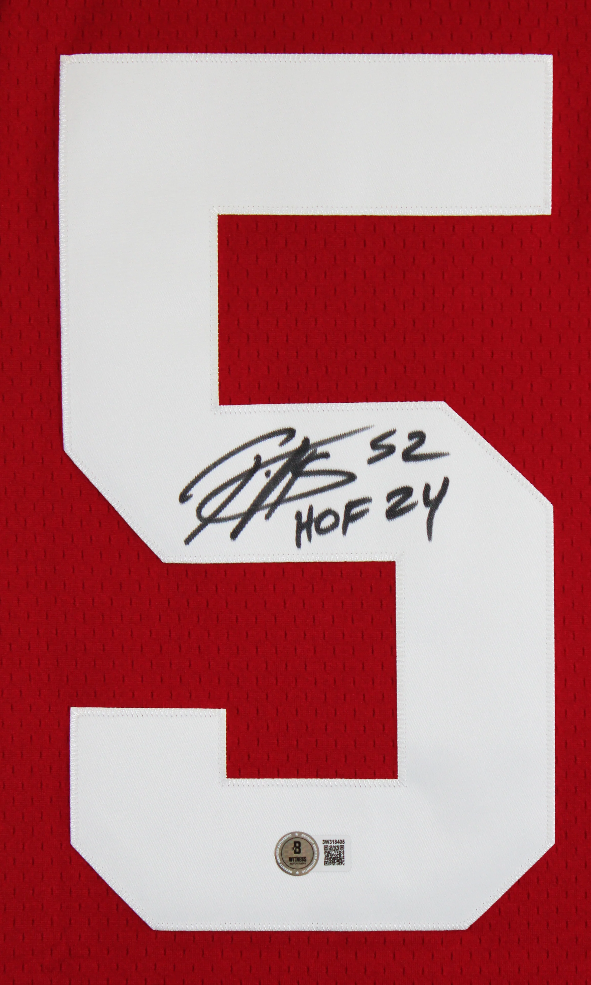49ers Patrick Willis "HOF 24" Signed Red Mitchell & Ness Jersey BAS Witnessed - Image 4