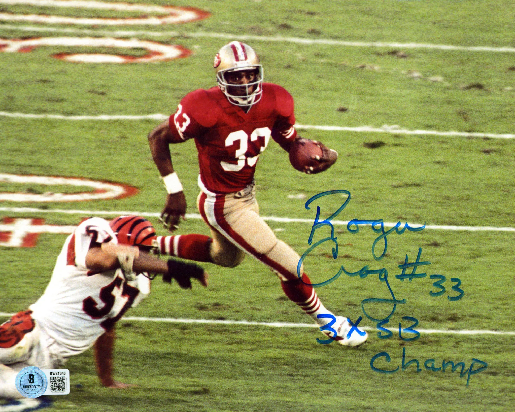 49ers Roger Craig "3X SB Champ" Authentic Signed 8x10 Photo BAS #BW21346 - Image 2