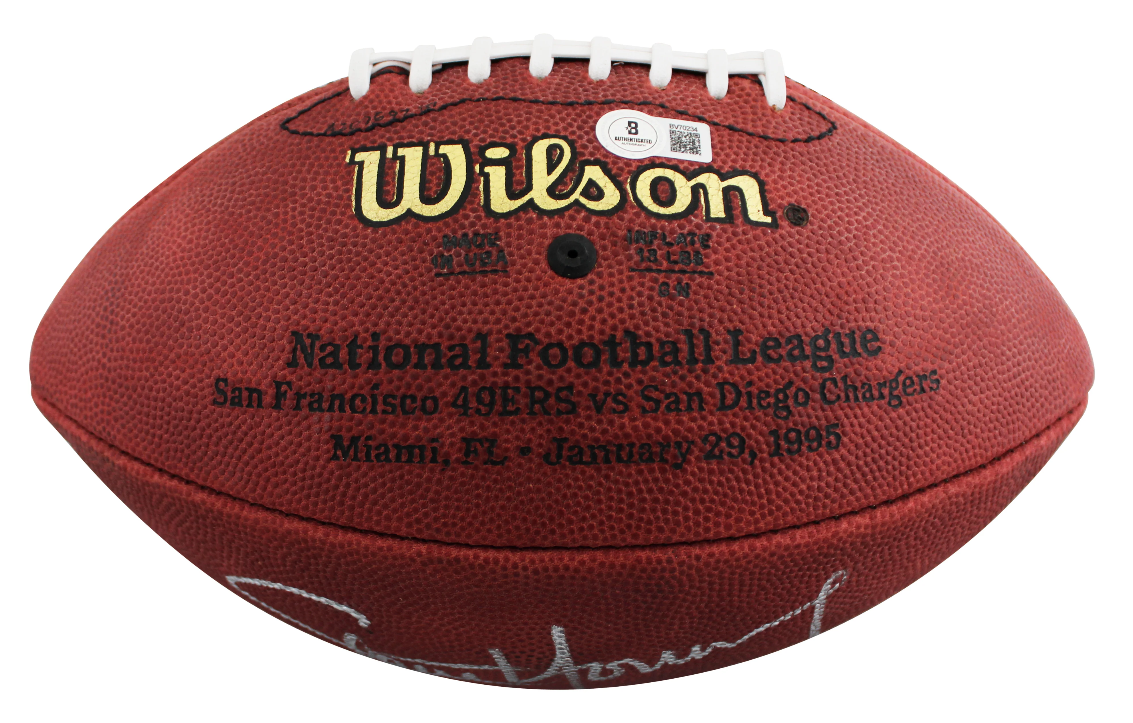 49ers Steve Young "MVP" Authentic Signed Wilson Official Football BAS #BV70234 - Image 5