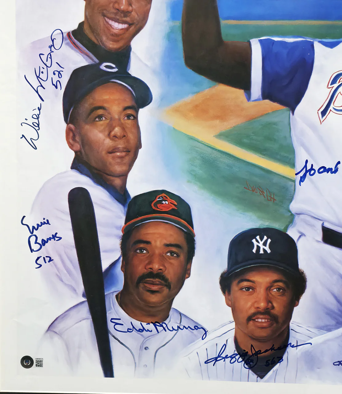500 Home Run HR Club Autographed Framed 28x30 Photo With 11 Signatures Including Willie Mays & Hank Aaron Beckett BAS #AB08915 - Image 3