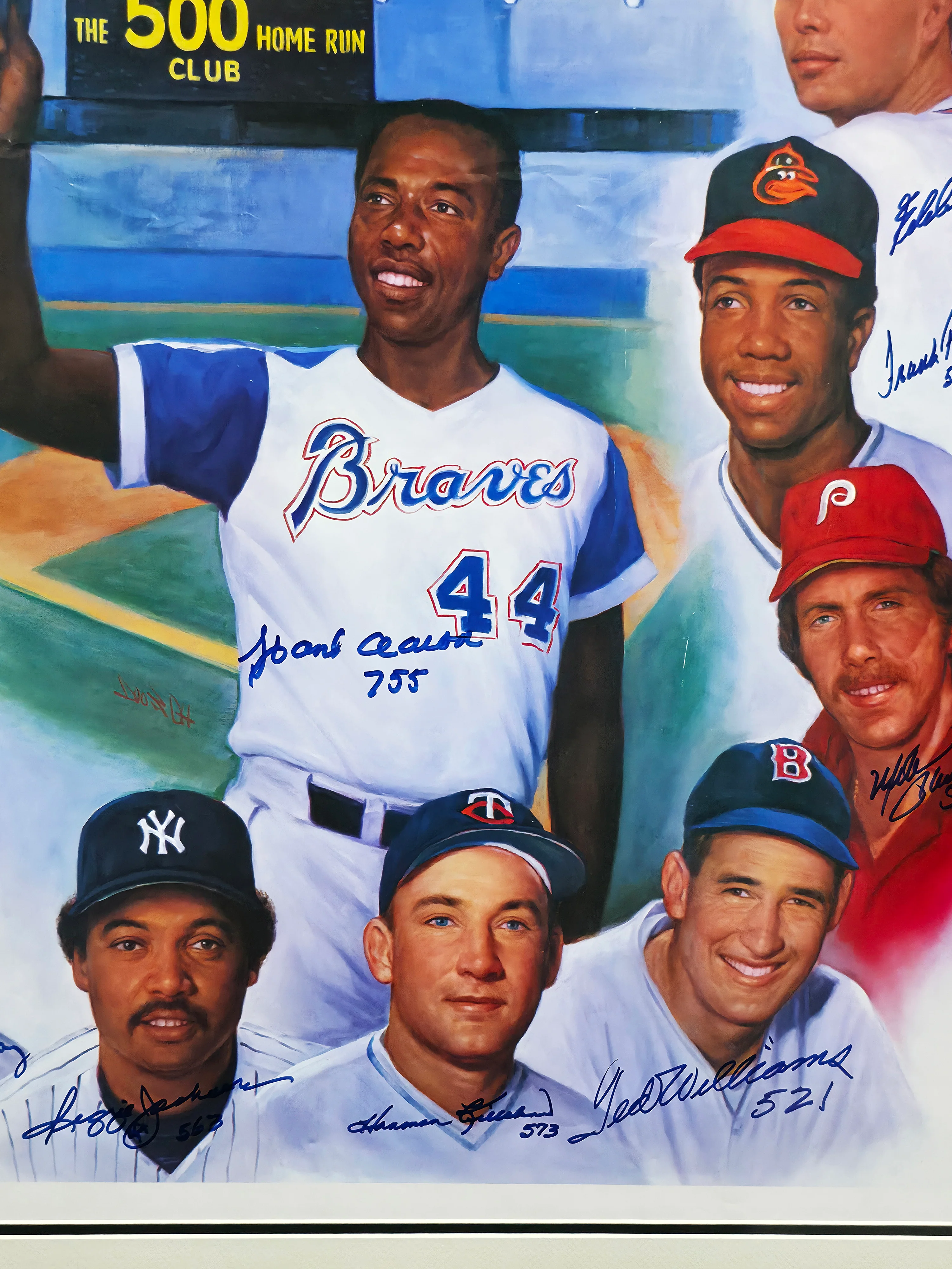 500 Home Run HR Club Autographed Framed 28x30 Photo With 11 Signatures Including Willie Mays & Hank Aaron Beckett BAS #AB08915 - Image 4