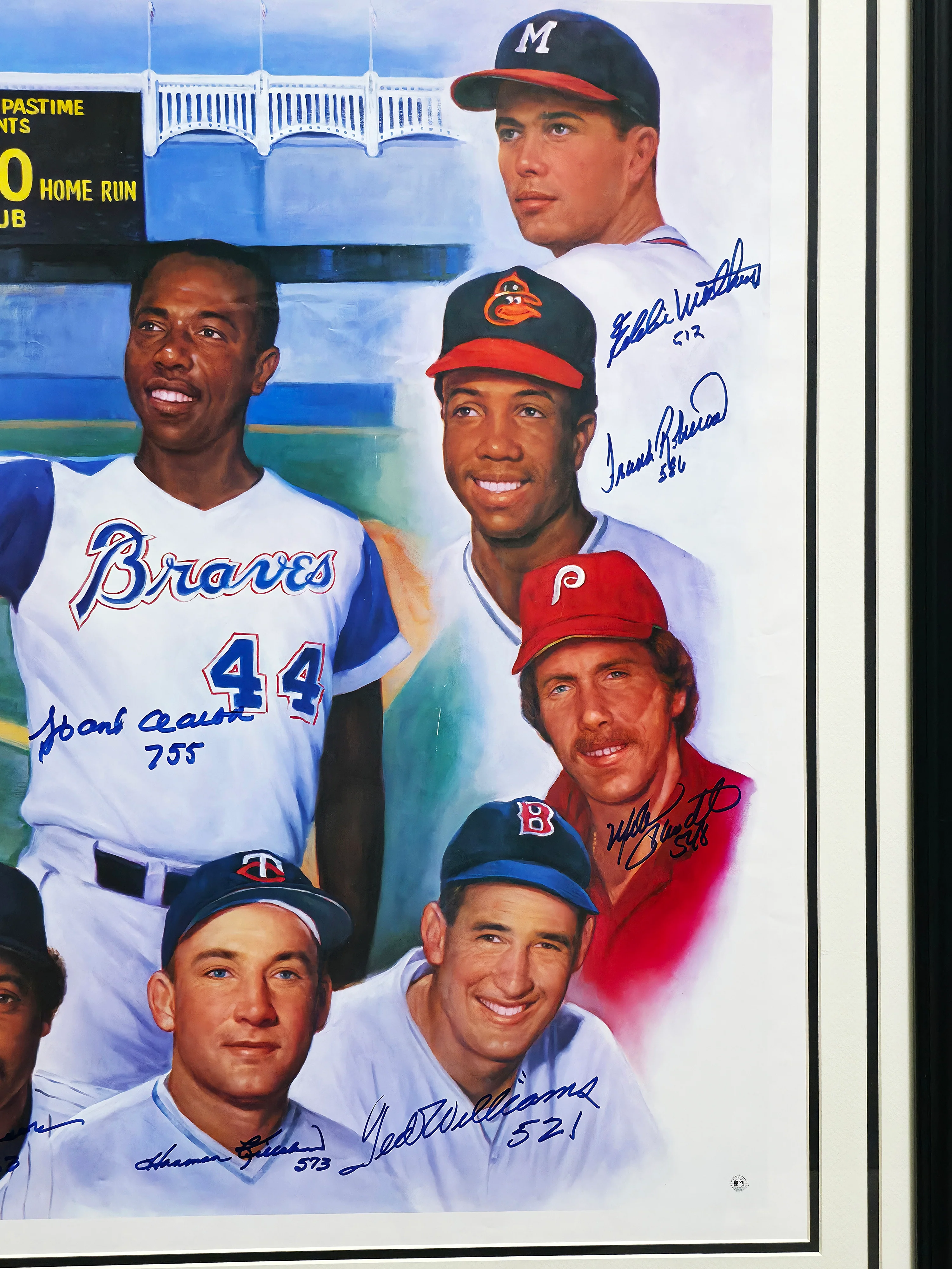 500 Home Run HR Club Autographed Framed 28x30 Photo With 11 Signatures Including Willie Mays & Hank Aaron Beckett BAS #AB08915 - Image 5