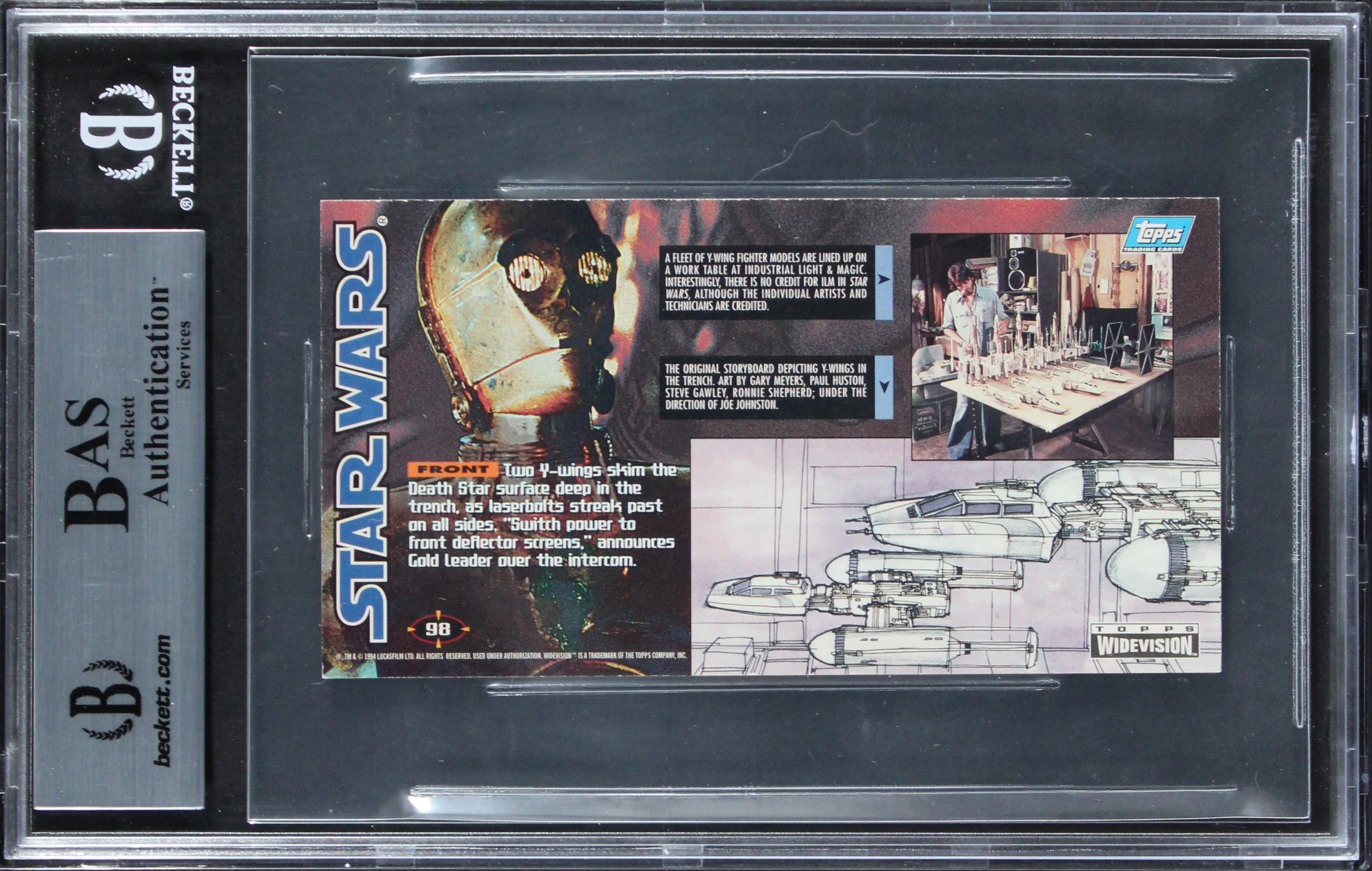 (6) Peterson +5 Authentic Signed 1995 Star Wars Widevision #98 Card BAS Slabbed - Image 3