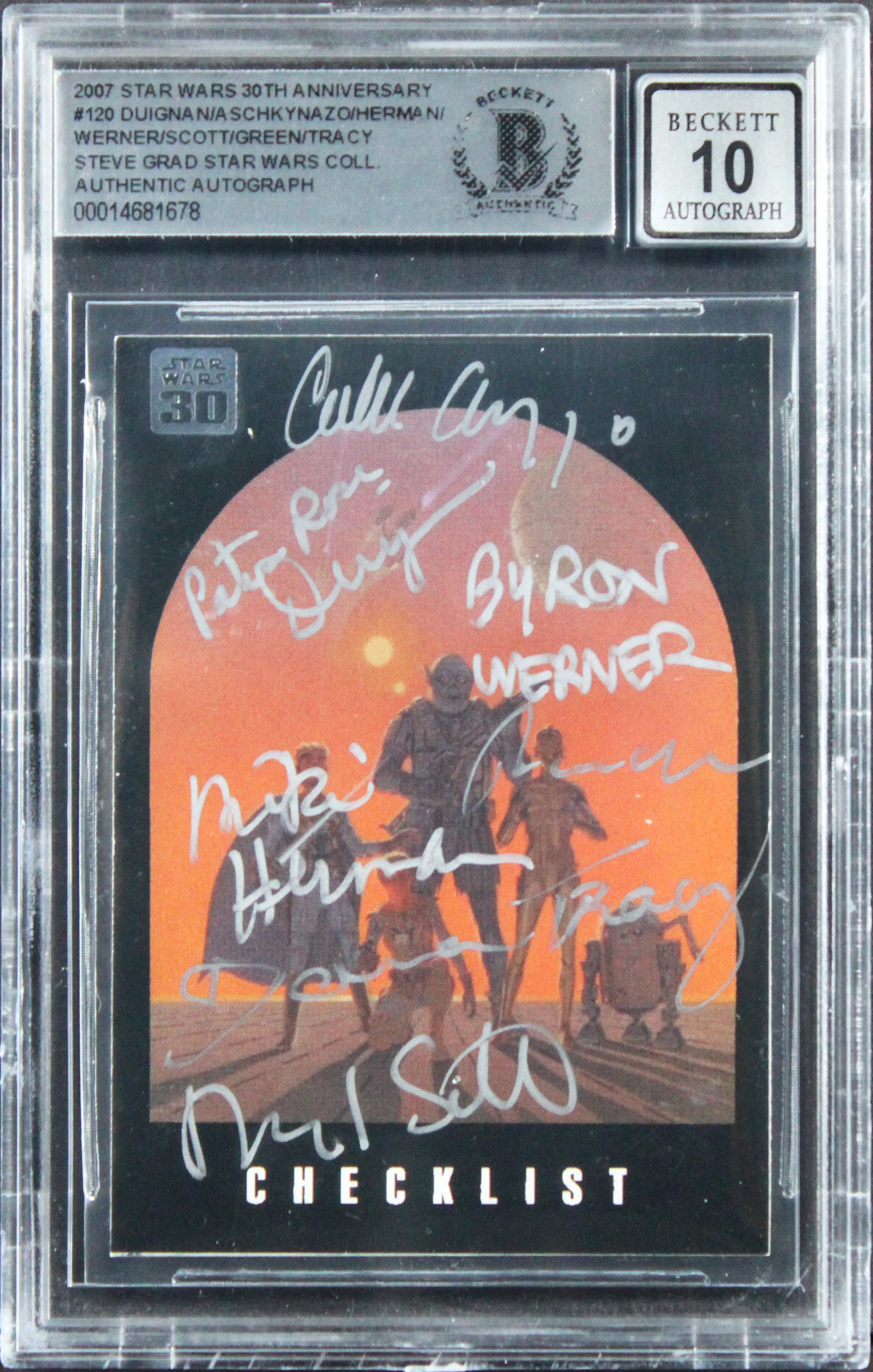 (7) Duignan +6 Signed 2007 Star Wars 30th Anniv #120 Card Auto 10! BAS Slabbed - Image 2