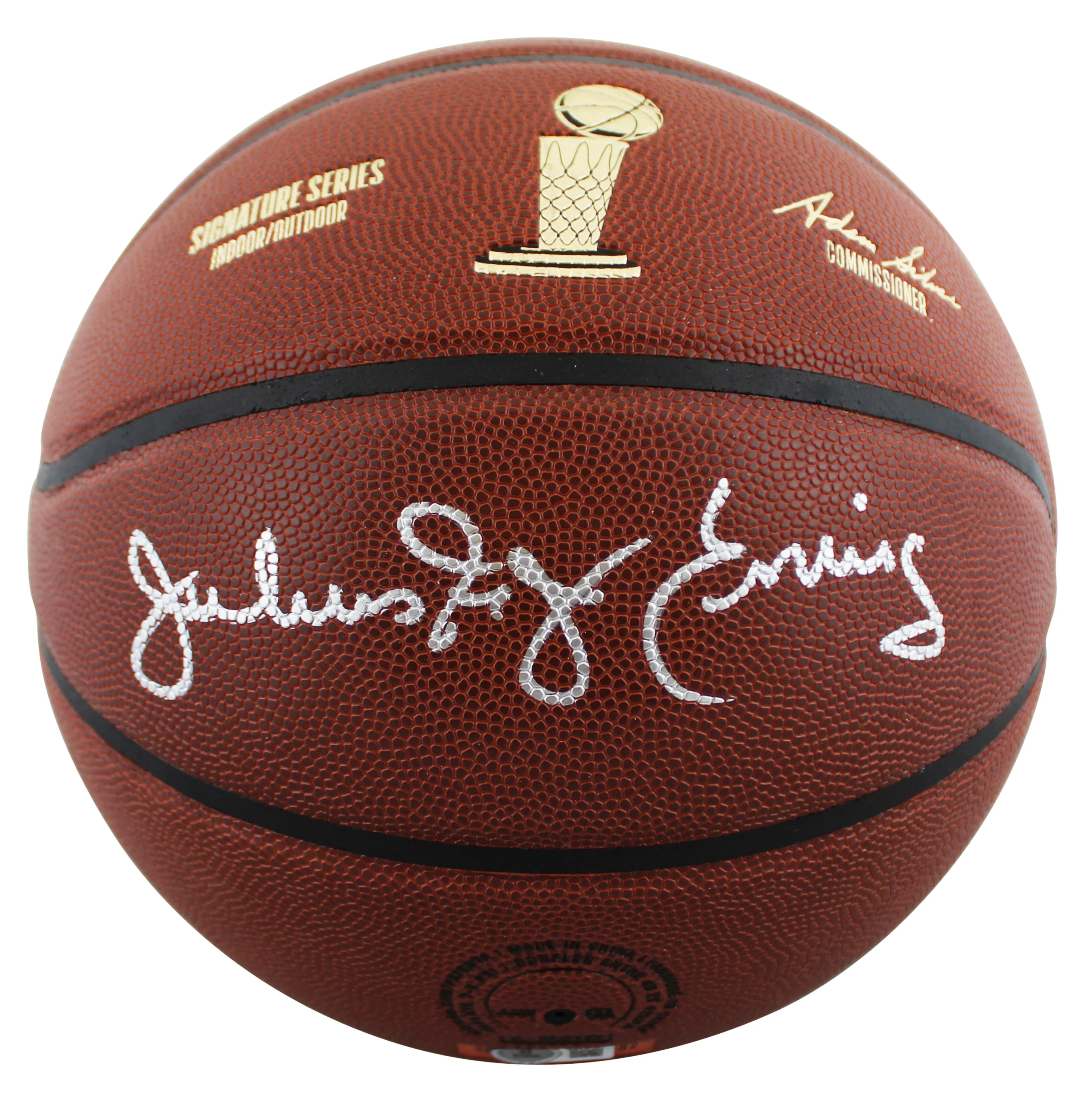 76ers Julius "Dr. J" Erving Signed Wilson Trophy Series Basketball W/ Case BAS W - Image 4
