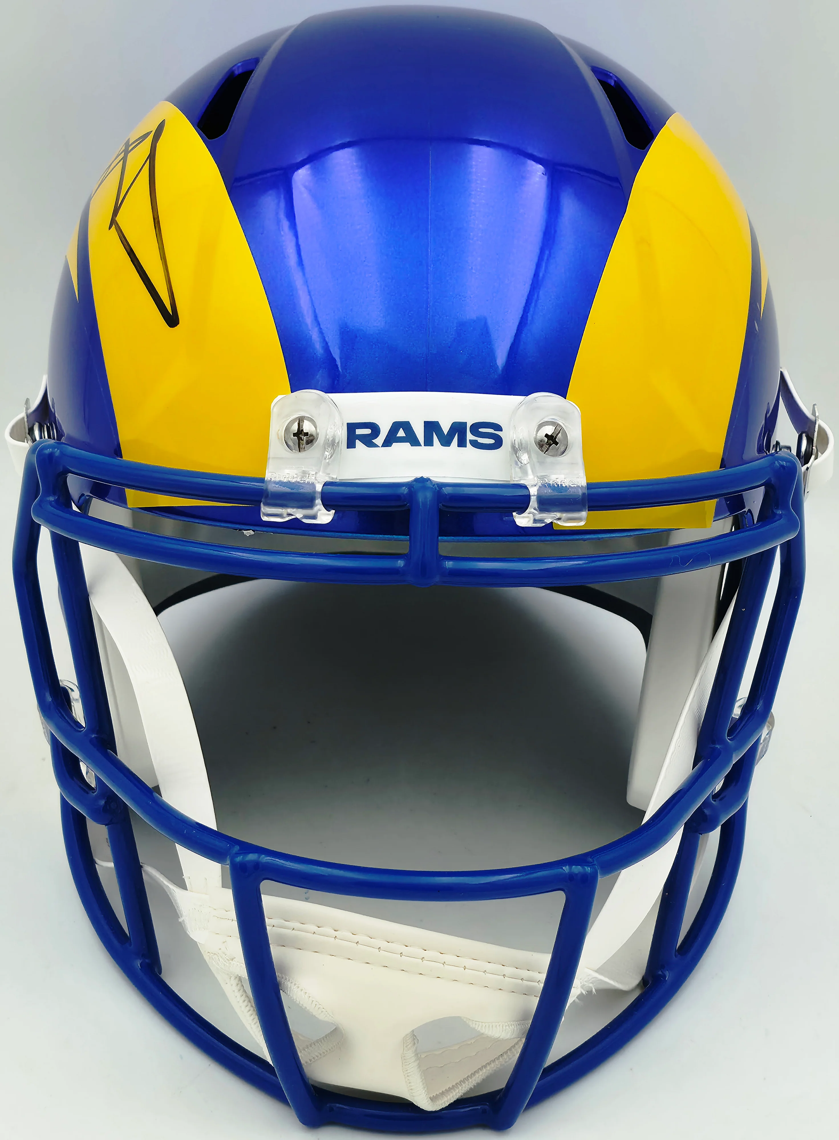 Aaron Donald Autographed Los Angeles Rams 2020 Alternate Blue Full Size Speed Replica Helmet Beckett BAS Witness Stock #261454 - Image 3