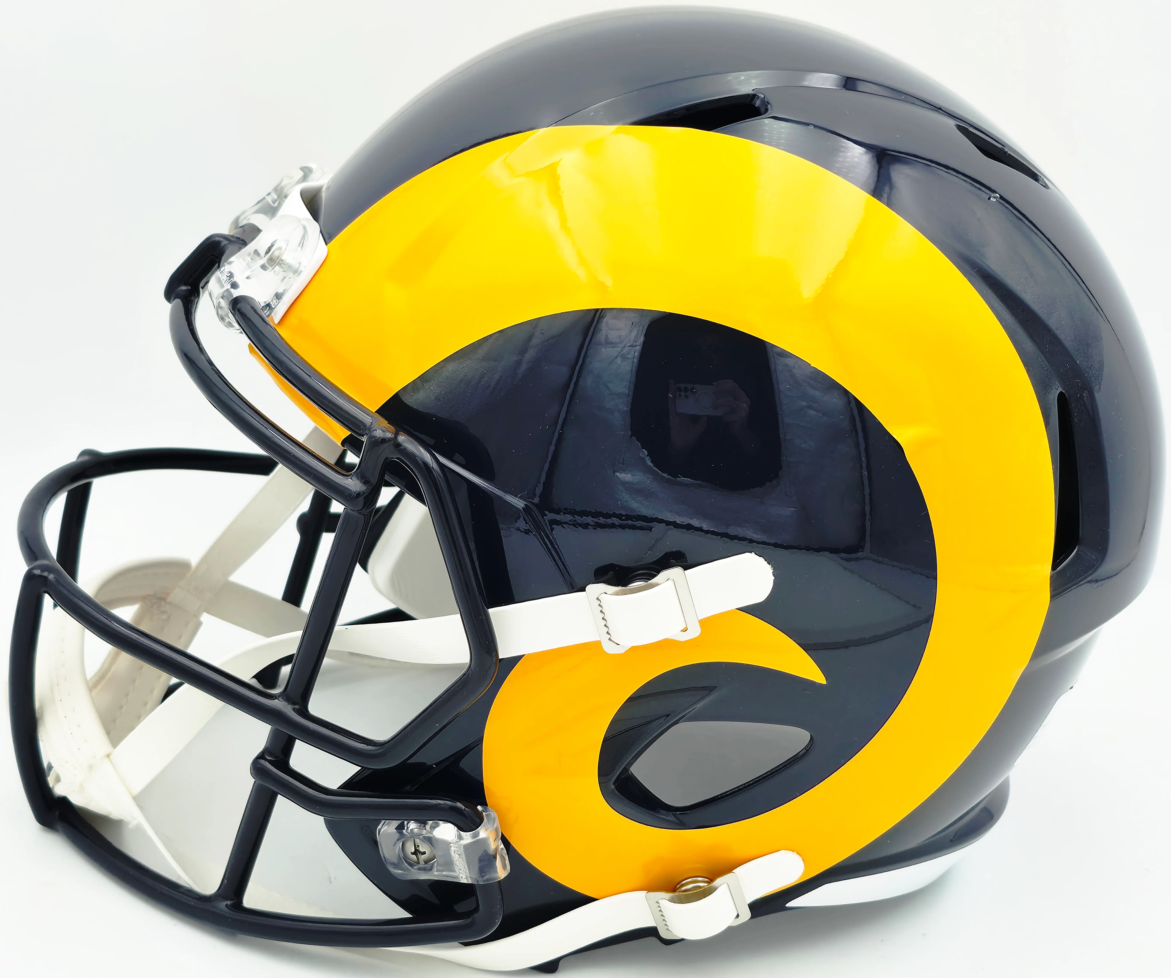 Aaron Donald Autographed Los Angeles Rams Blue 1981-99 Throwback Full Size Speed Replica Helmet Beckett BAS Witness Stock #261453 - Image 5