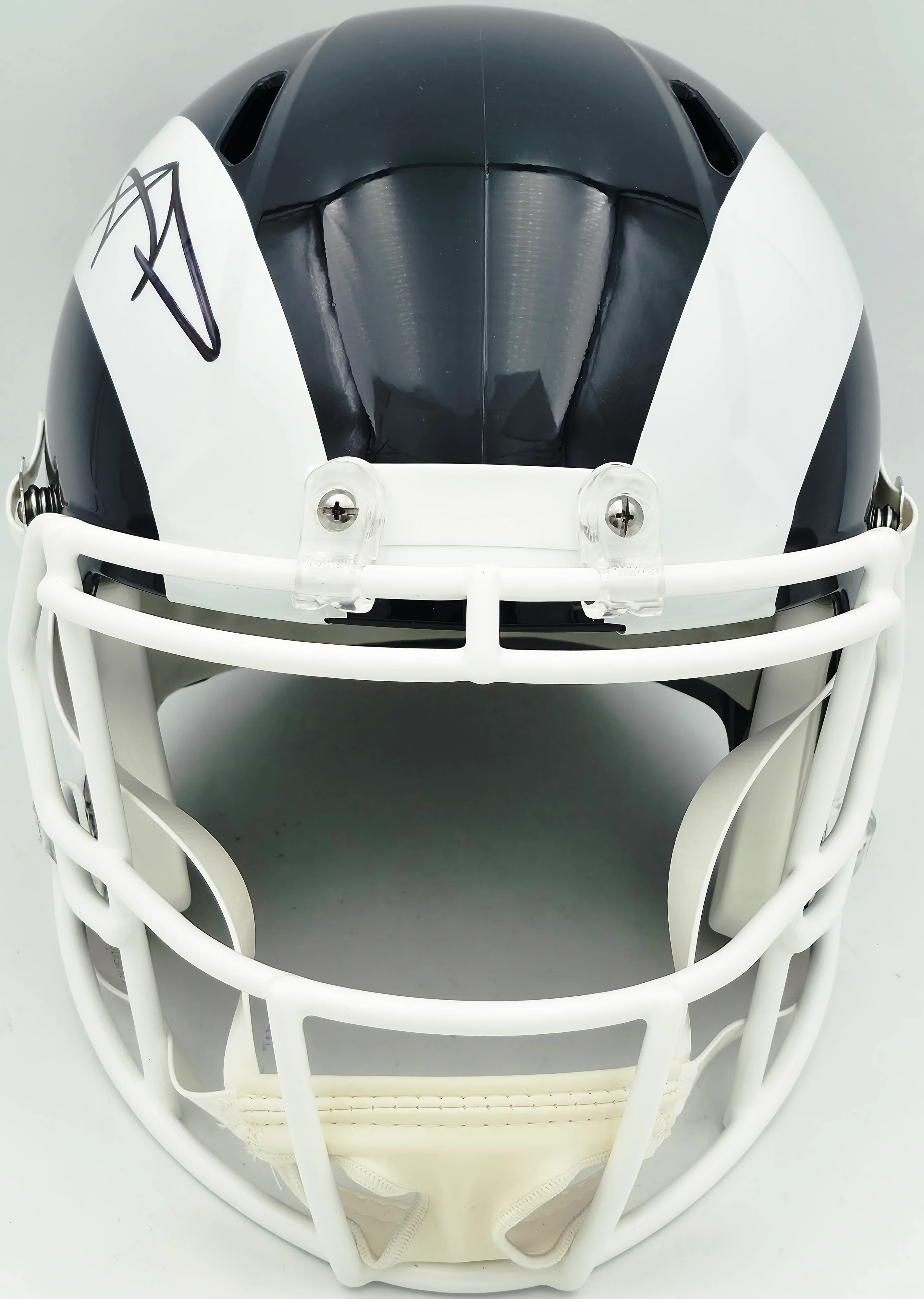 Aaron Donald Autographed Los Angeles Rams Blue Full Size Speed Replica Helmet Beckett BAS Witness Stock #261455 - Image 3