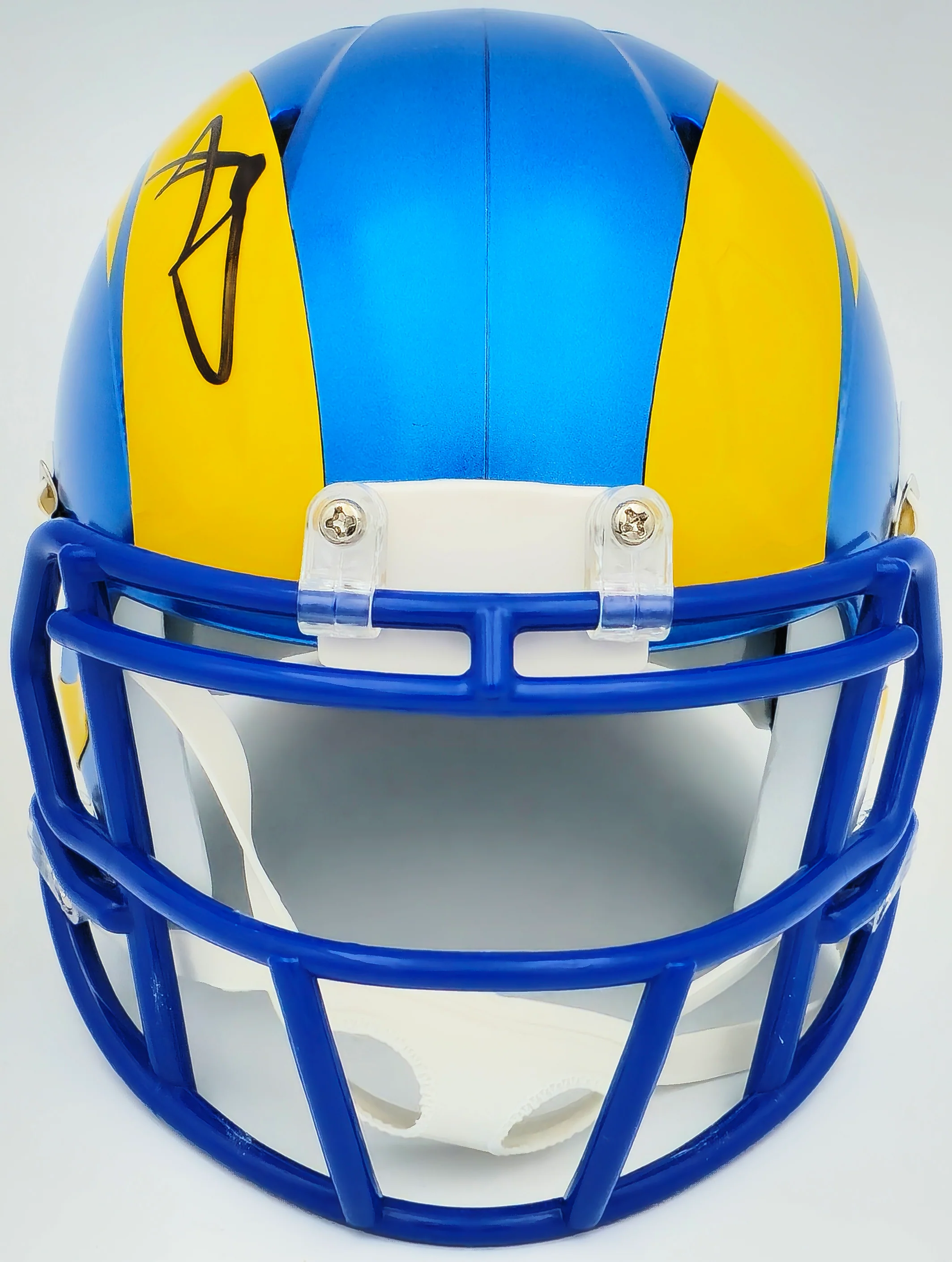 Aaron Donald Autographed Los Angeles Rams Blue Speed Mini Helmet Beckett BAS Witness Stock #224833 - Image 3