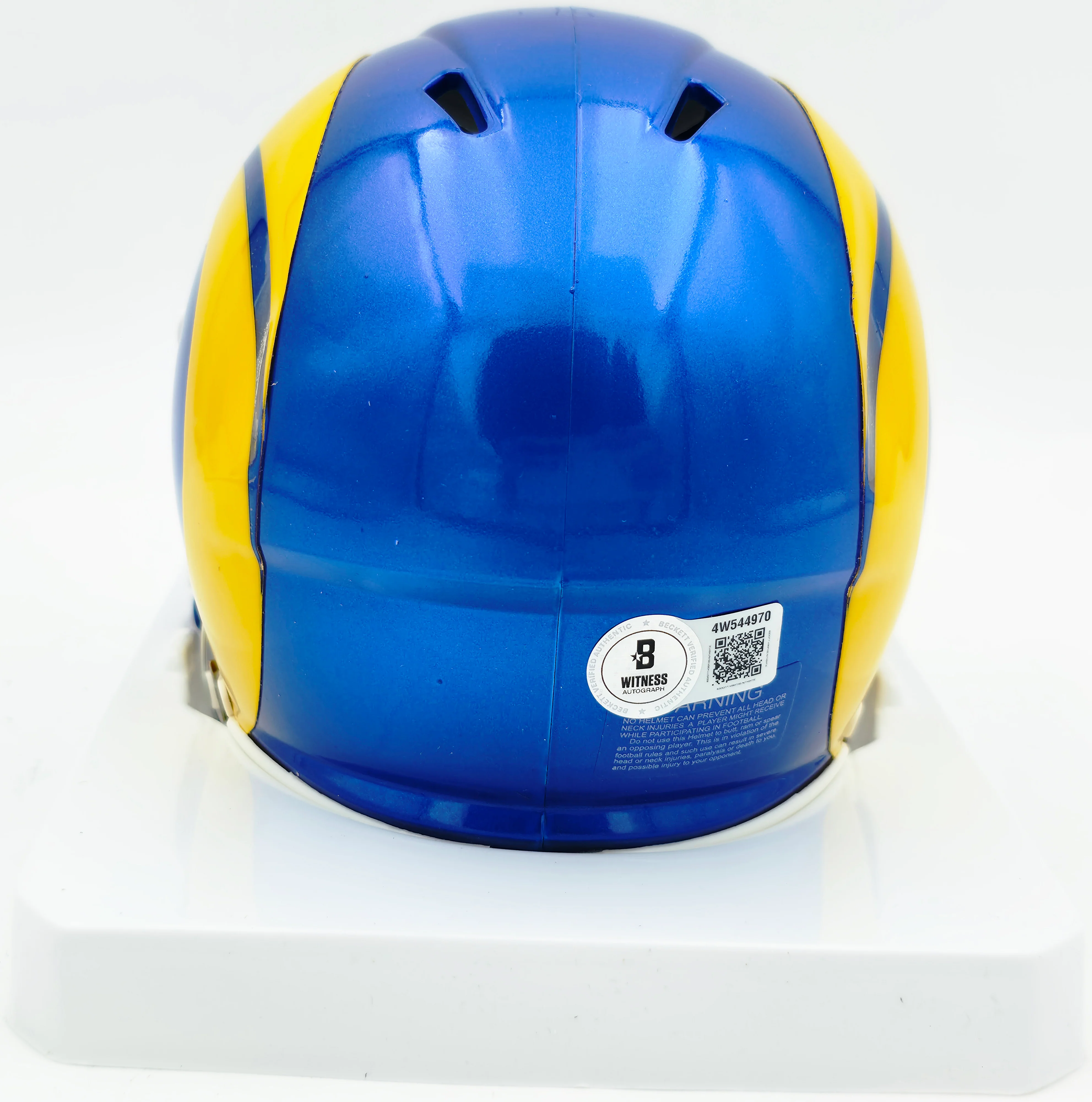 Aaron Donald Autographed Los Angeles Rams Flash Blue Speed Mini Helmet Beckett BAS Witness #4W544970 - Image 3