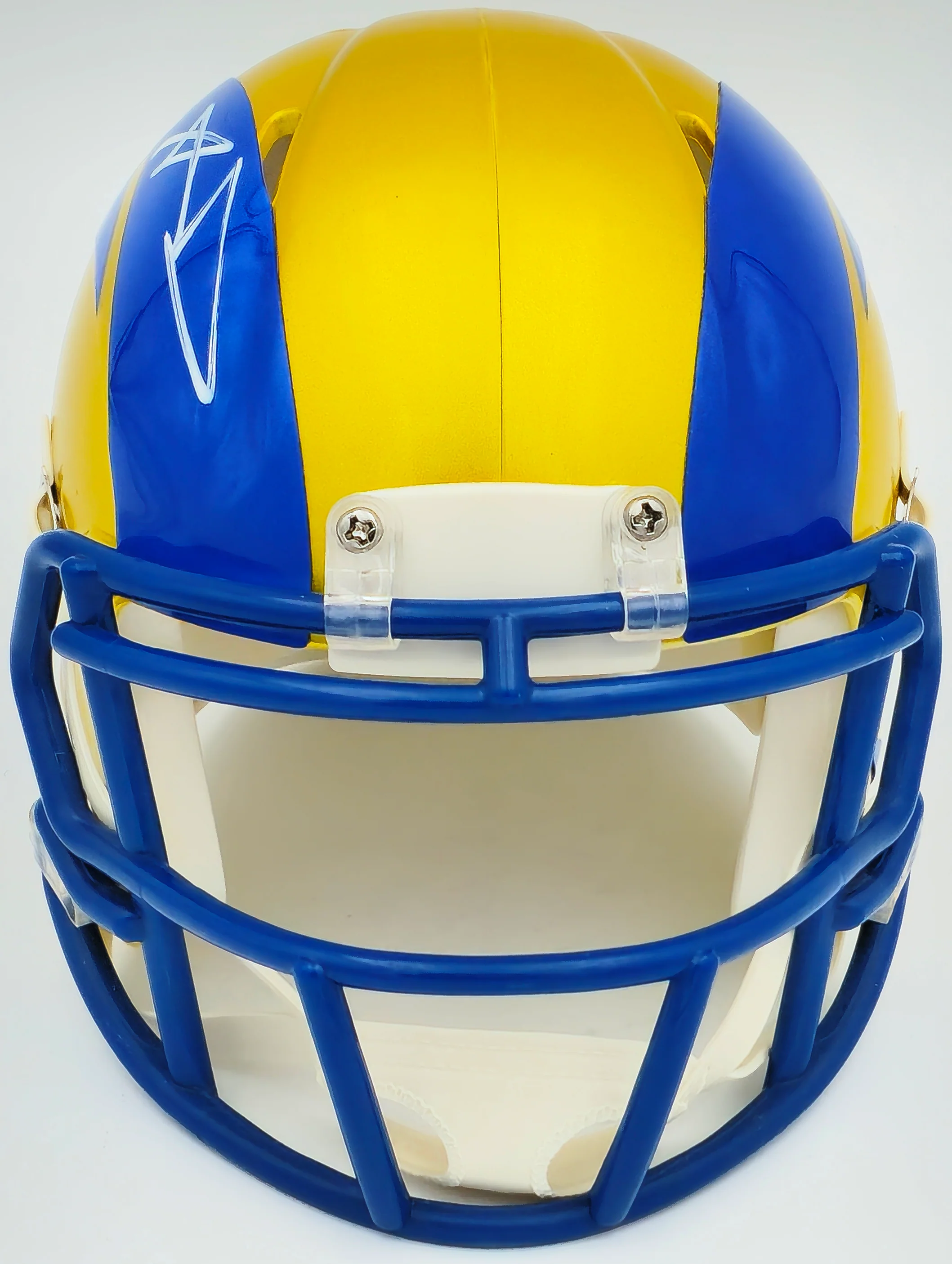 Aaron Donald Autographed Los Angeles Rams Flash Yellow Speed Mini Helmet Beckett BAS Witness Stock #224831 - Image 3