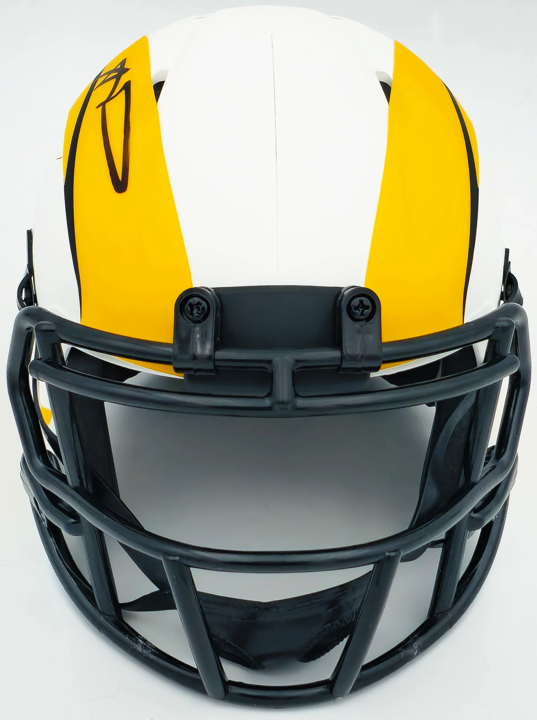 Aaron Donald Autographed Los Angeles Rams Lunar Eclipse White Speed Mini Helmet Beckett BAS Witness Stock #224830 - Image 3