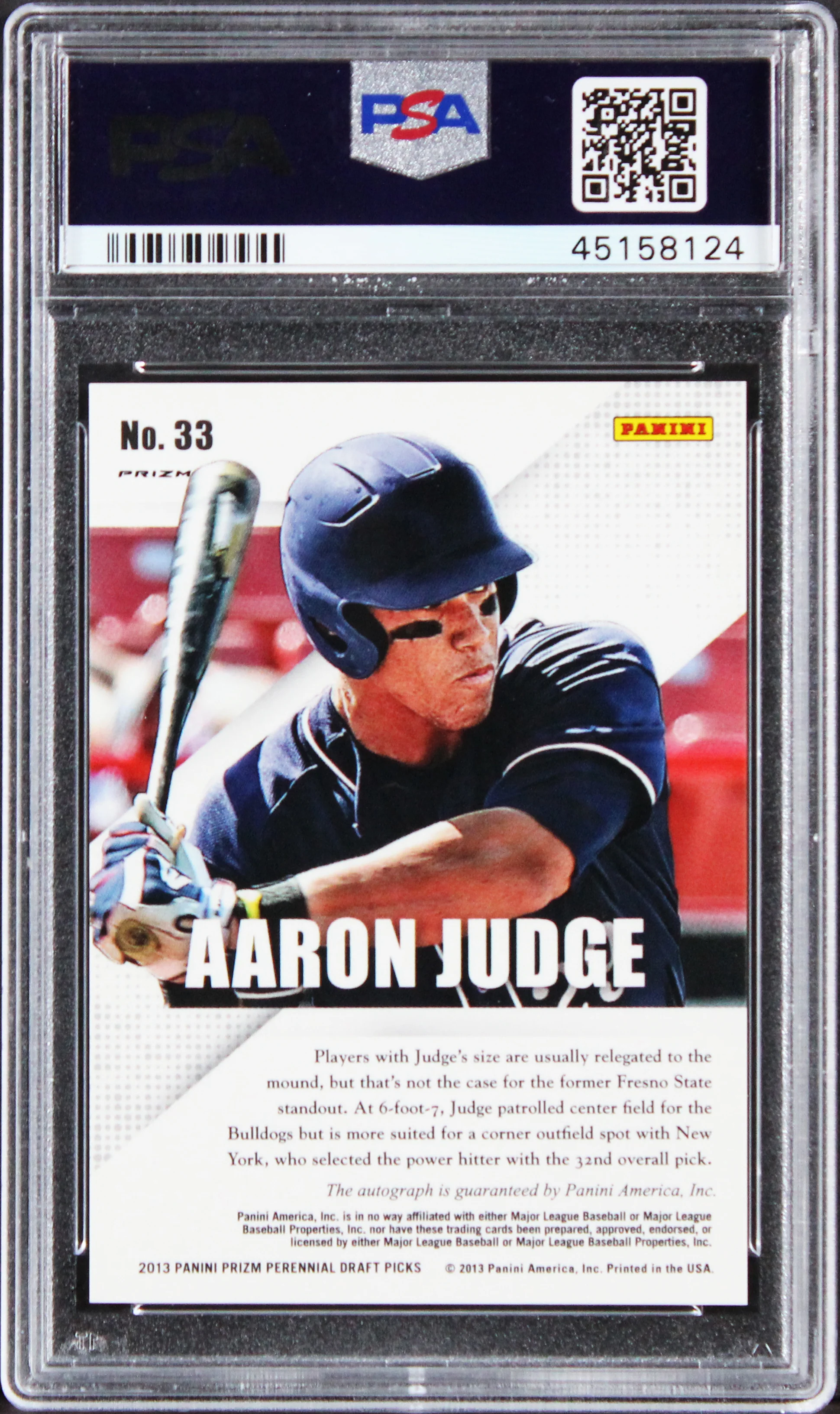 Aaron Judge Signed Panini Prizm DP #33 Silver RC Card 10! Auto 10! PSA/DNA Slab - Image 3