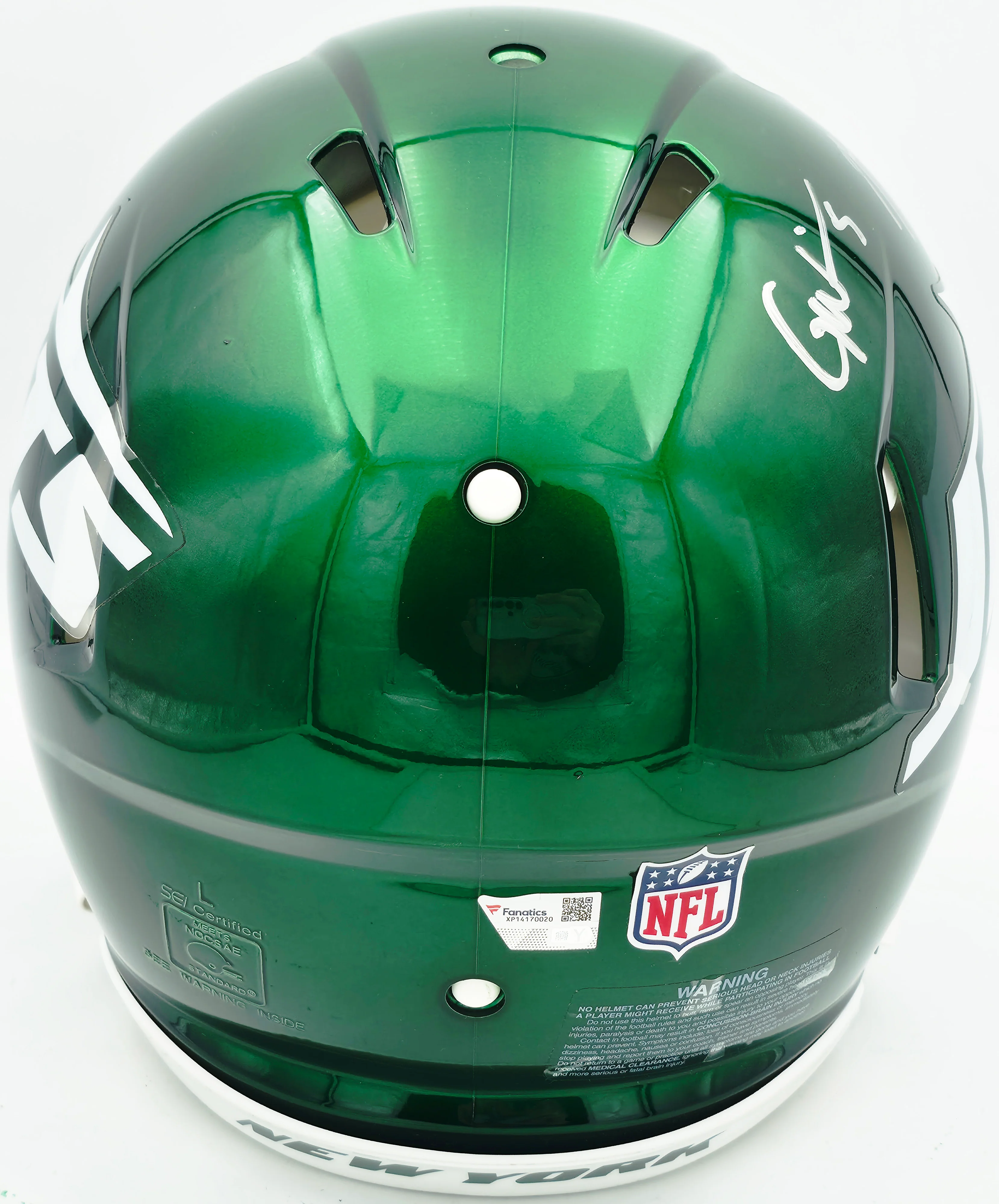 Aaron Rodgers & Garrett Wilson Autographed New York Jets 2024 Alternate Green Full Size Speed Authentic Helmet Fanatics Holo Stock #257003 - Image 4
