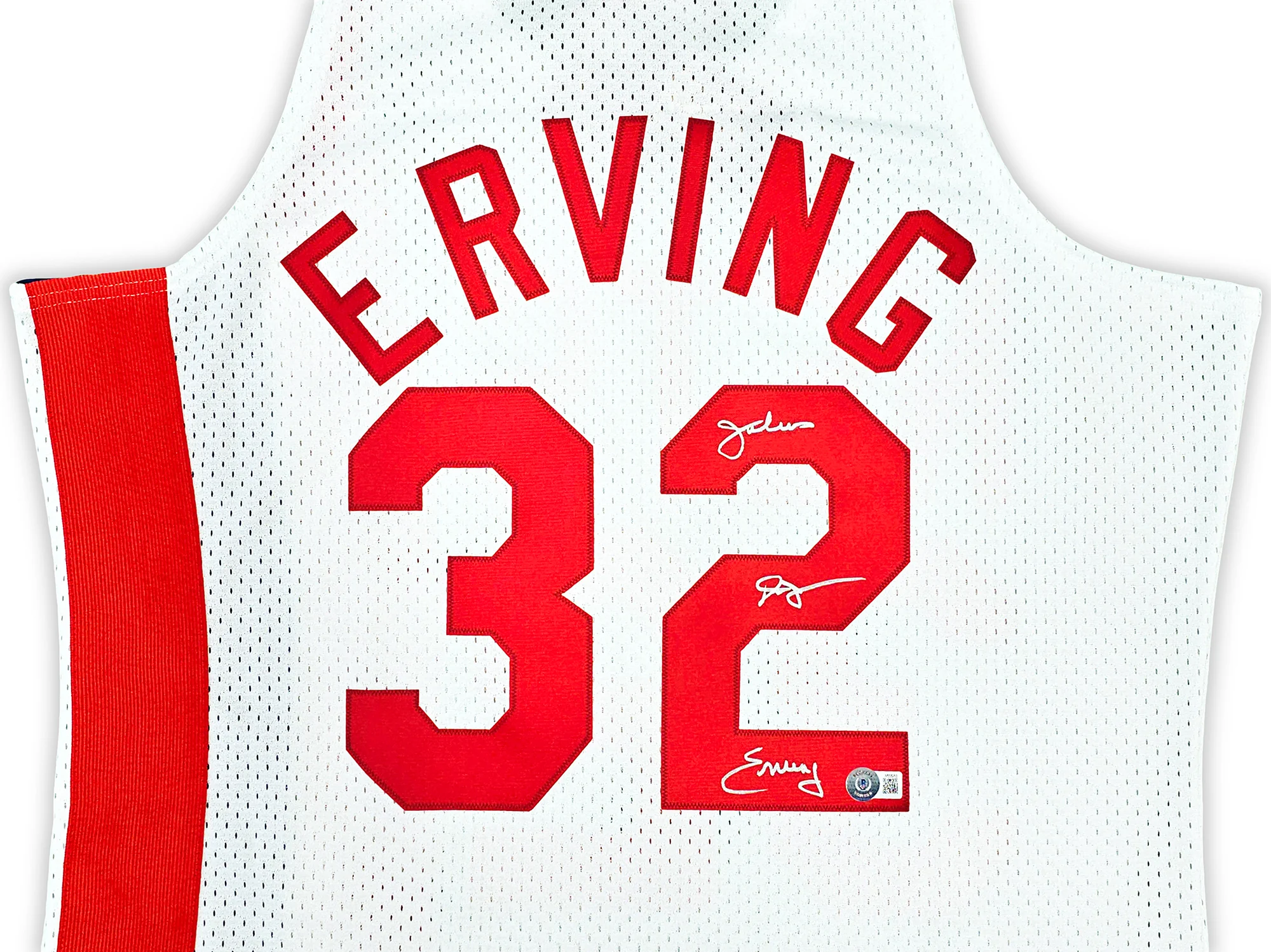 ABA New Jersey Nets Julius "Dr. J" Erving Autographed White Authentic Mitchell & Ness 1973-74 HWC Swingman Jersey Size L Beckett BAS Witness Stock #220411 - Image 3