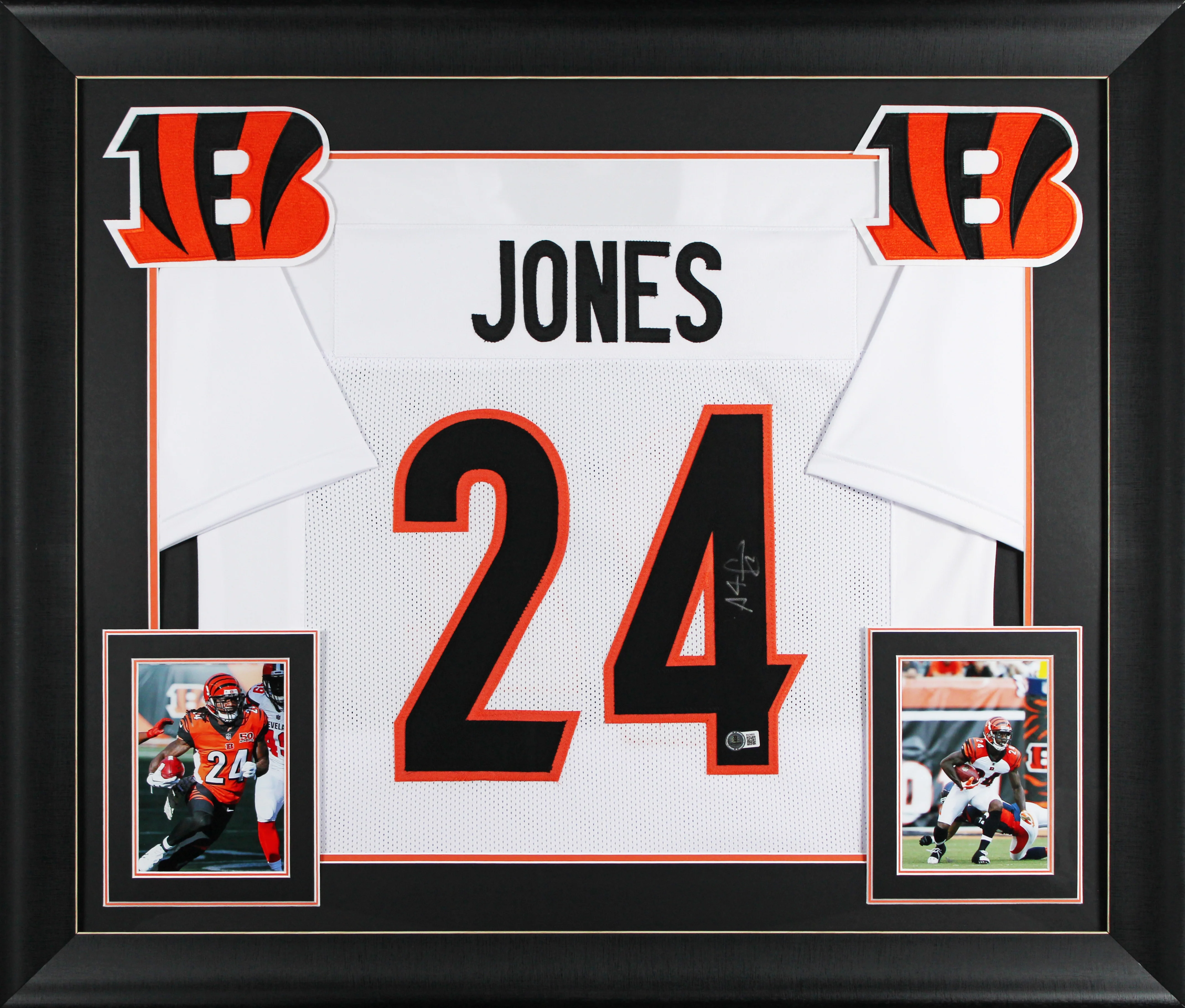 Adam "Pacman" Jones Authentic Signed White Pro Style Framed Jersey BAS - Image 2