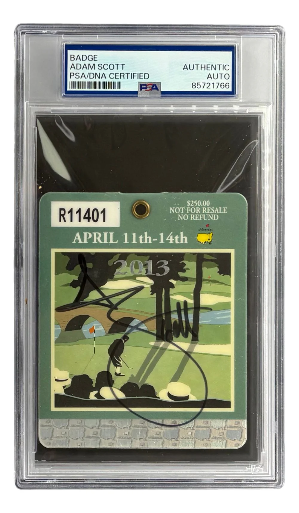 Adam Scott Signed 2013 Masters Augusta National Ticket PSA/DNA