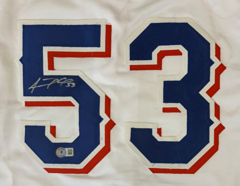 Adolis Garcia Texas Signed White Baseball Jersey BAS - Image 2