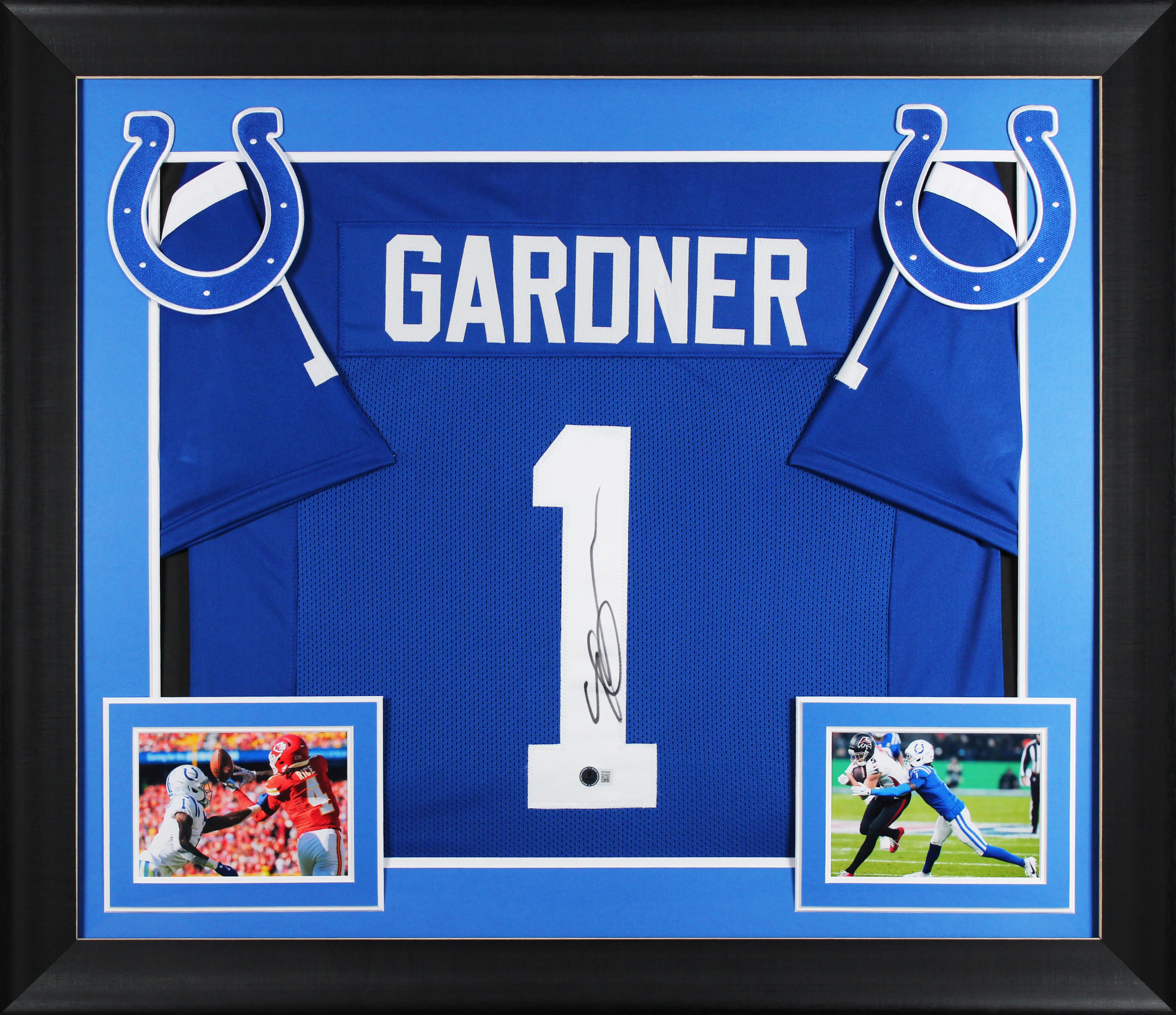 Ahmad "Sauce" Gardner Signed Blue Pro Style Framed Jersey BAS Witnessed - Image 2