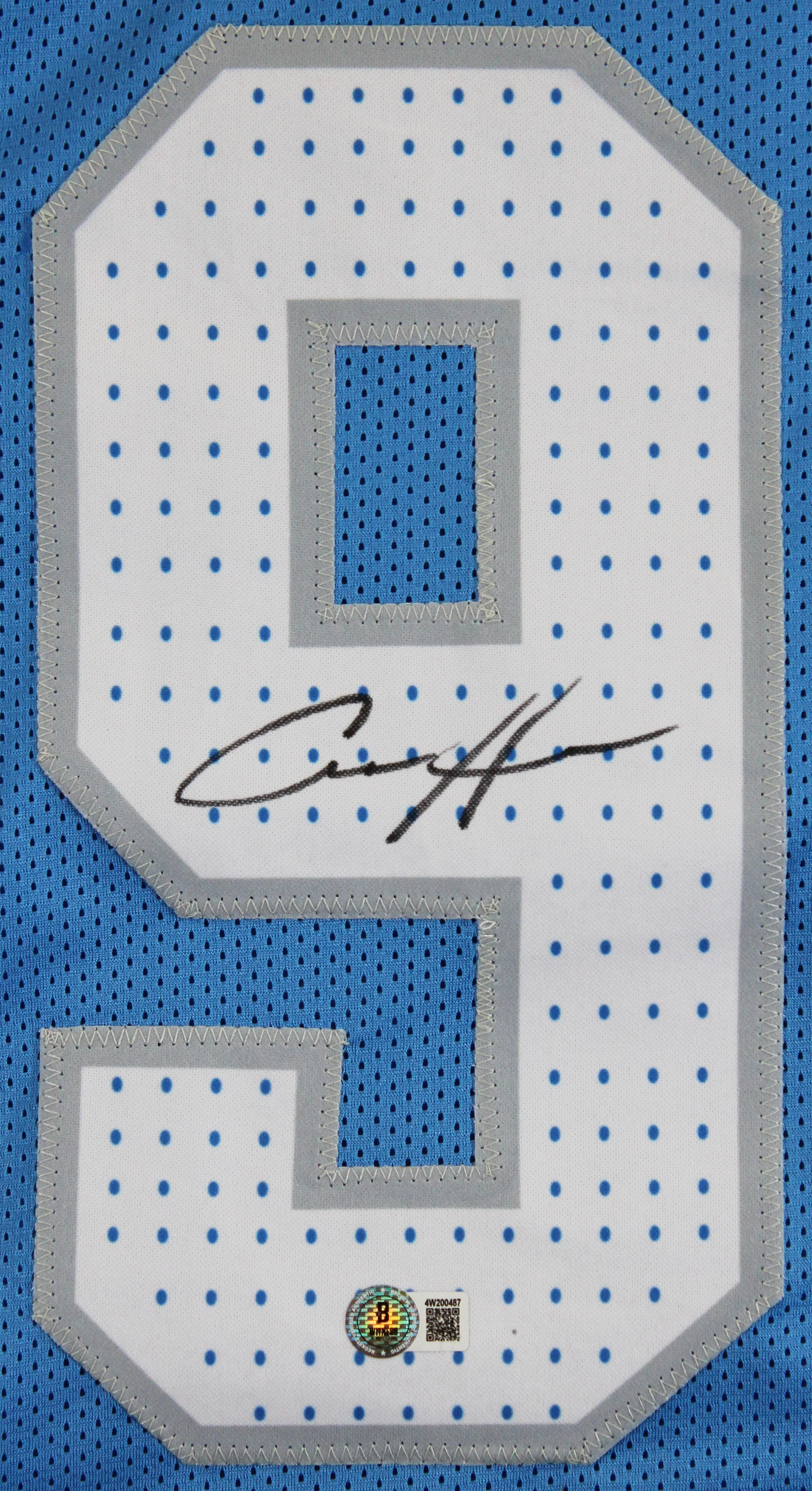 Aidan Hutchinson Authentic Signed Blue Pro Style Framed Jersey BAS Witnessed 3 - Image 3