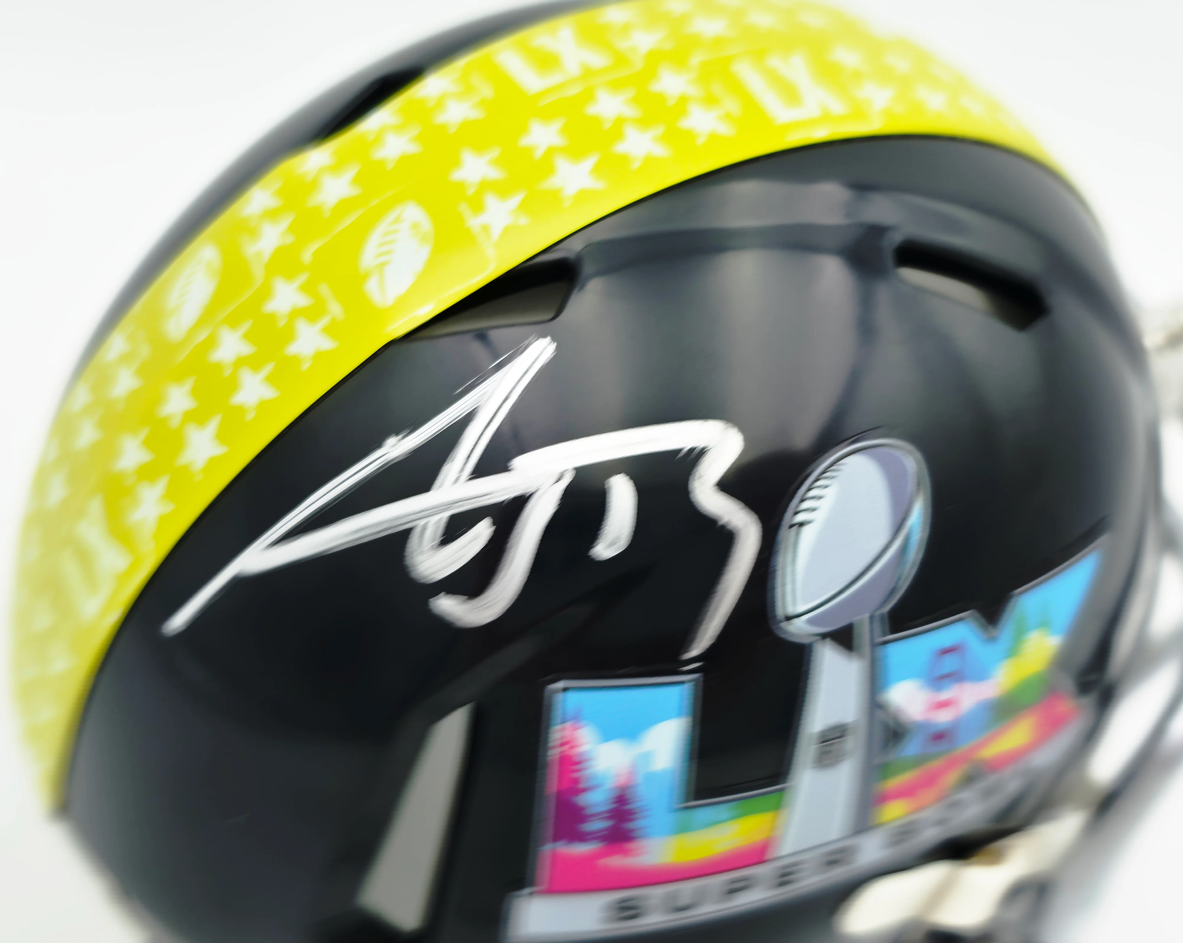 AJ Barner Autographed Seattle Seahawks Black Super Bowl LX Logo Speed Mini Helmet Beckett BAS Witness Stock #262486 - Image 2