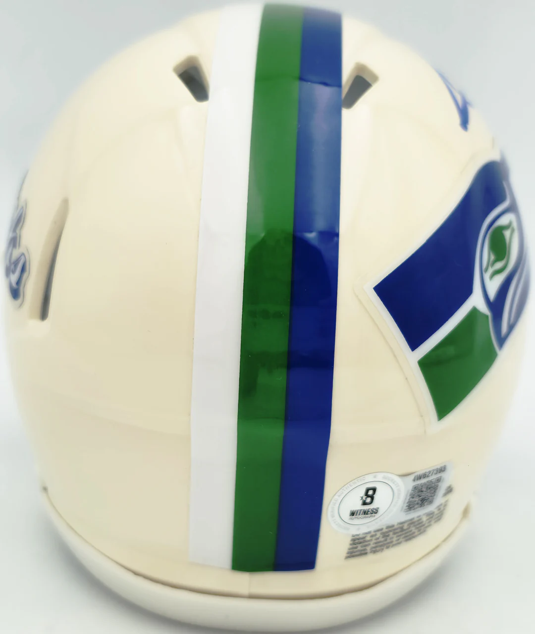 AJ Barner Autographed Seattle Seahawks Cream Retro Speed Mini Helmet Beckett BAS Witness Stock #262483 - Image 5
