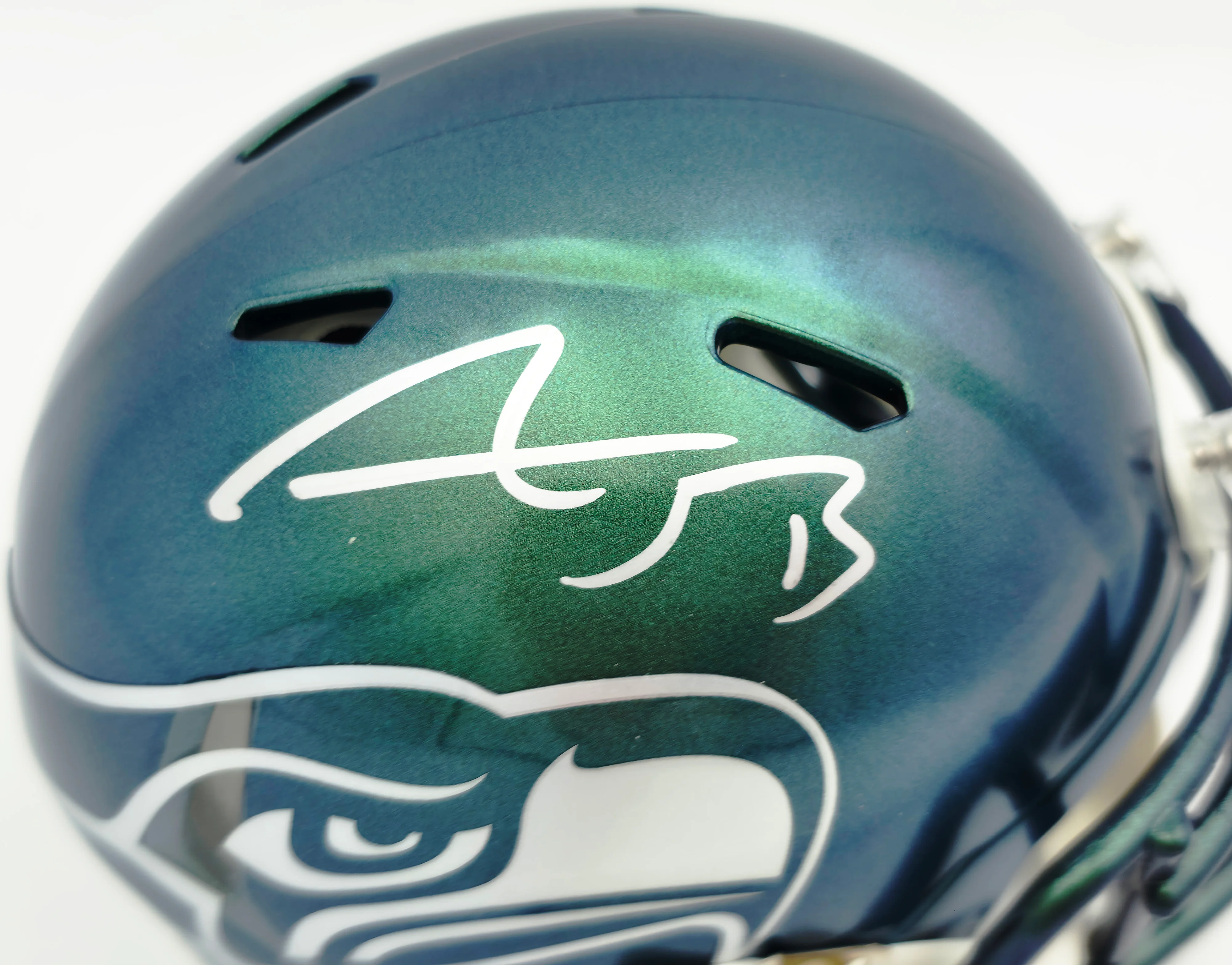 AJ Barner Autographed Seattle Seahawks Rivalries Speed Mini Helmet Beckett BAS Witness Stock #262484 - Image 2