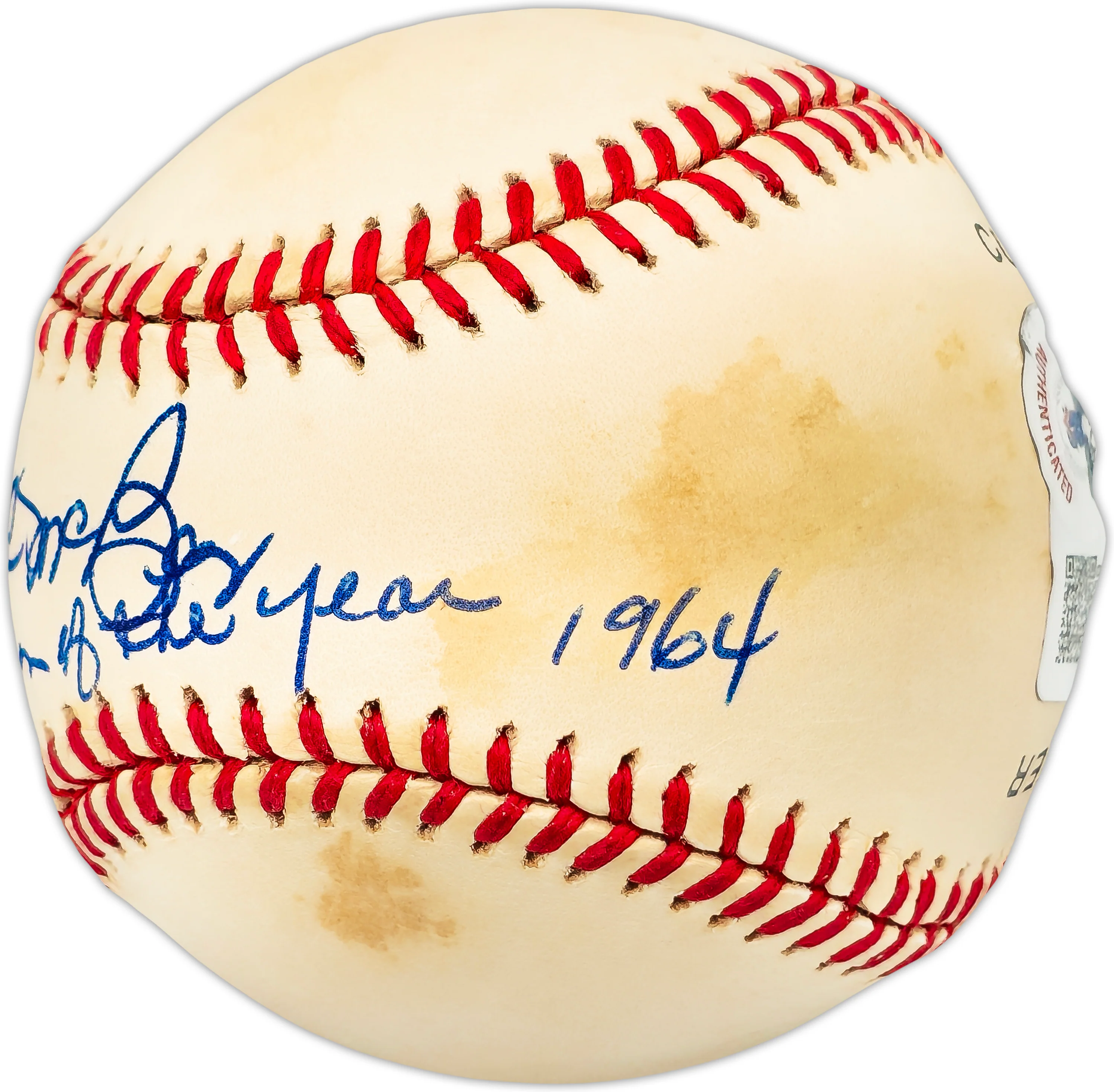 Al McBean Autographed Official NL Baseball Pittsburgh Pirates "Fireman of the Year 1964" Beckett BAS QR #BL93610 - Image 2