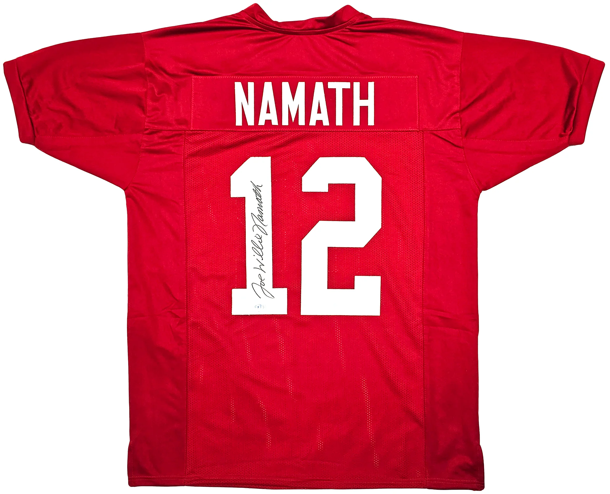 Alabama Crimson Tide Joe Willie Namath Autographed Crimson Jersey Full Name Beckett BAS Witness Stock #212601 - Image 2