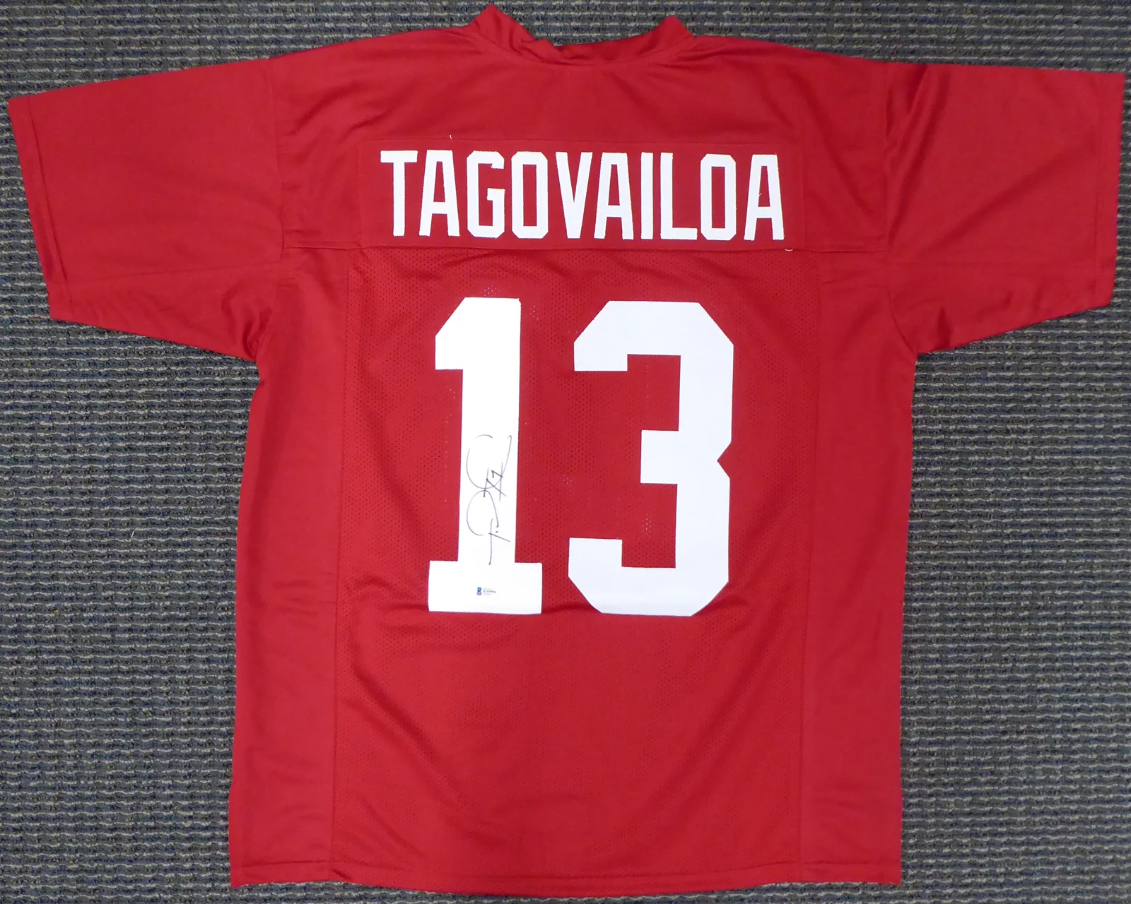 Alabama Crimson Tide Tua Tagovailoa Autographed Framed Red Jersey Beckett BAS Stock #162370 - Image 3