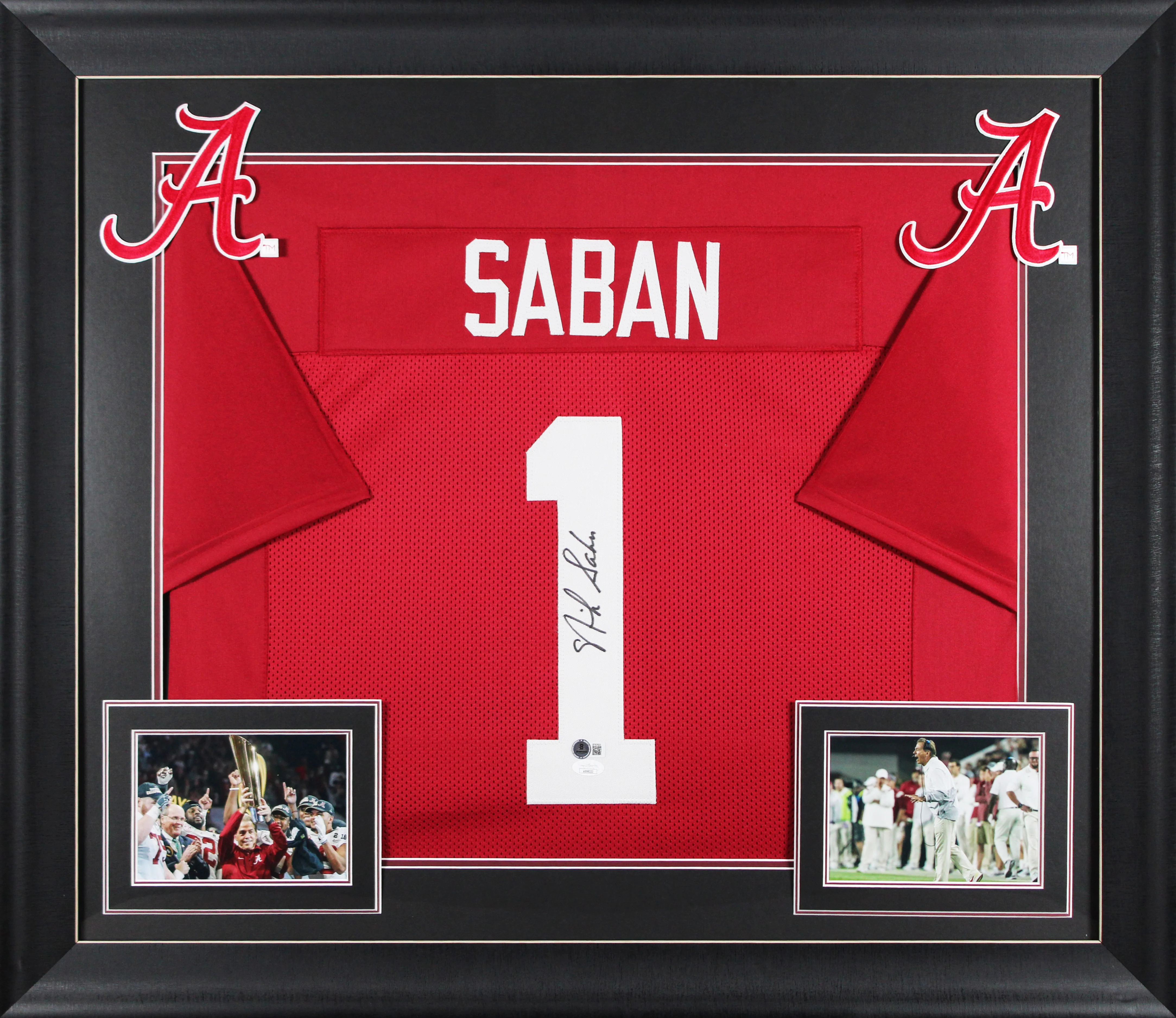 Alabama Nick Saban Authentic Signed Maroon Pro Style Framed Jersey BAS - Image 2