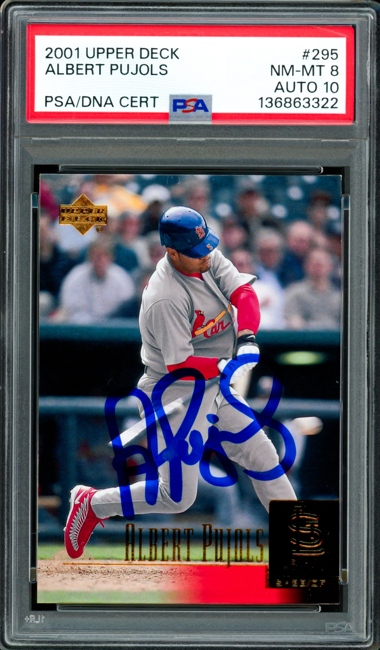 Albert Pujols Autographed 2001 Upper Deck Rookie Card #295 St. Louis Cardinals PSA 8 Auto Grade Gem Mint 10 PSA/DNA #136863322