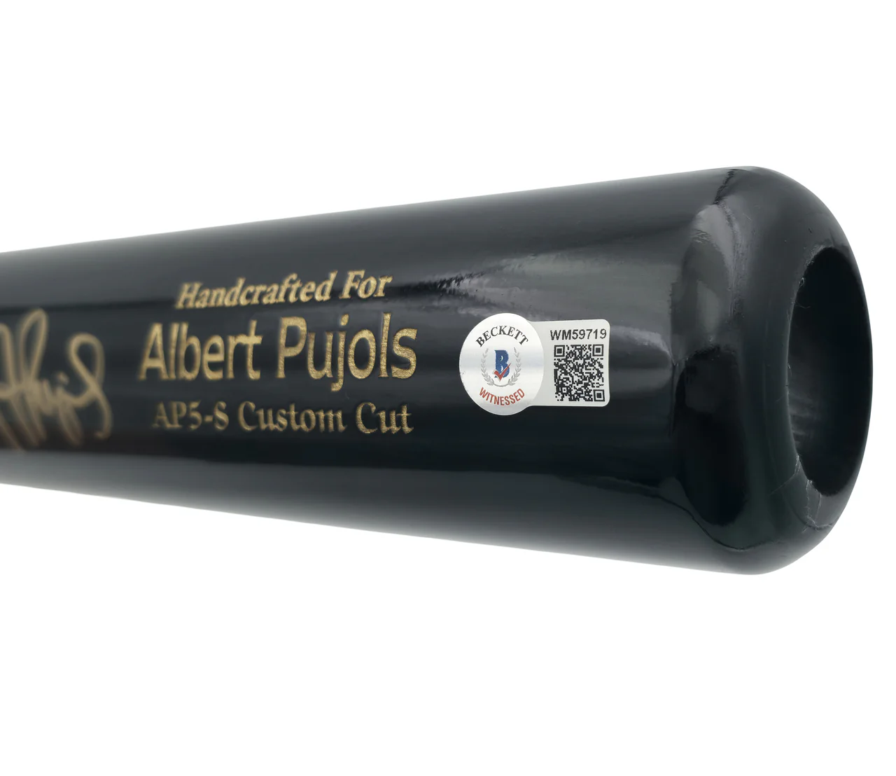 Albert Pujols Autographed Black Marucci Player Model Baseball Bat St. Louis Cardinals Beckett BAS Witness Stock #252445 - Image 4