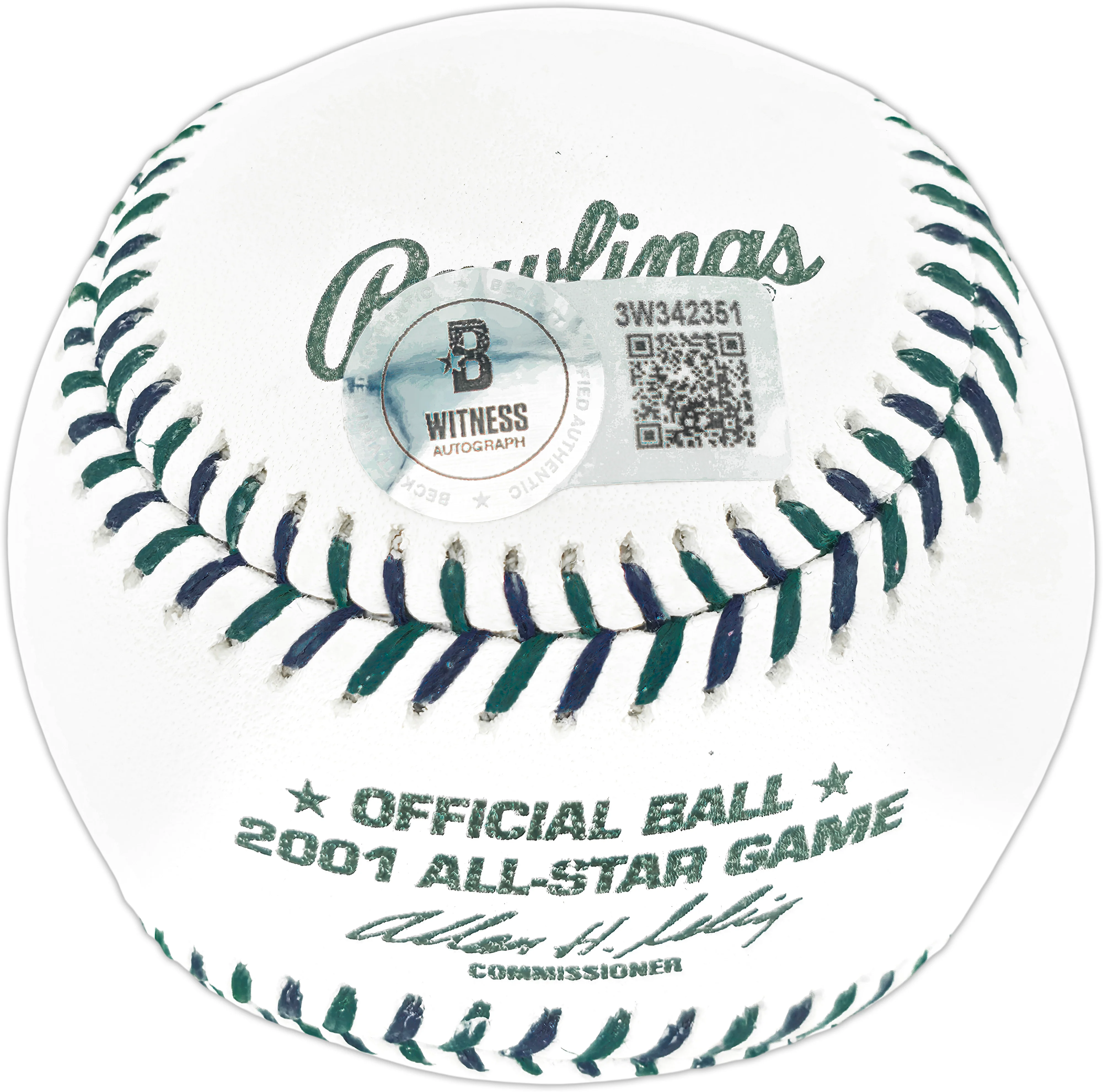 Albert Pujols Autographed Official 2001 All Star Game Logo MLB Game Baseball St. Louis Cardinals Beckett BAS Witness Stock #252449 - Image 3