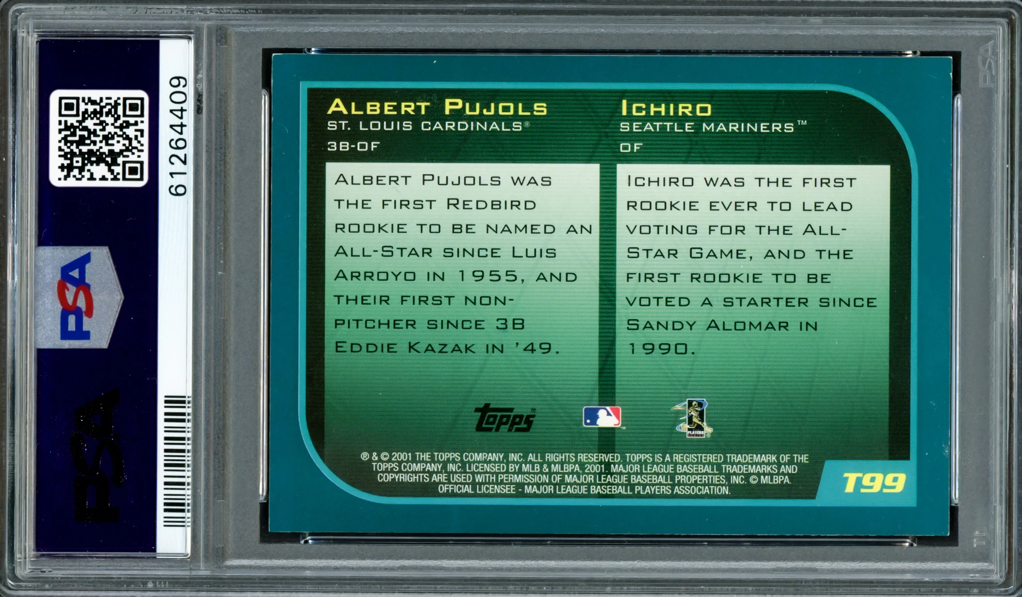 Albert Pujols & Ichiro Suzuki Autographed 2001 Topps Traded Rookie Card #T99 PSA/DNA #61264409 - Image 5