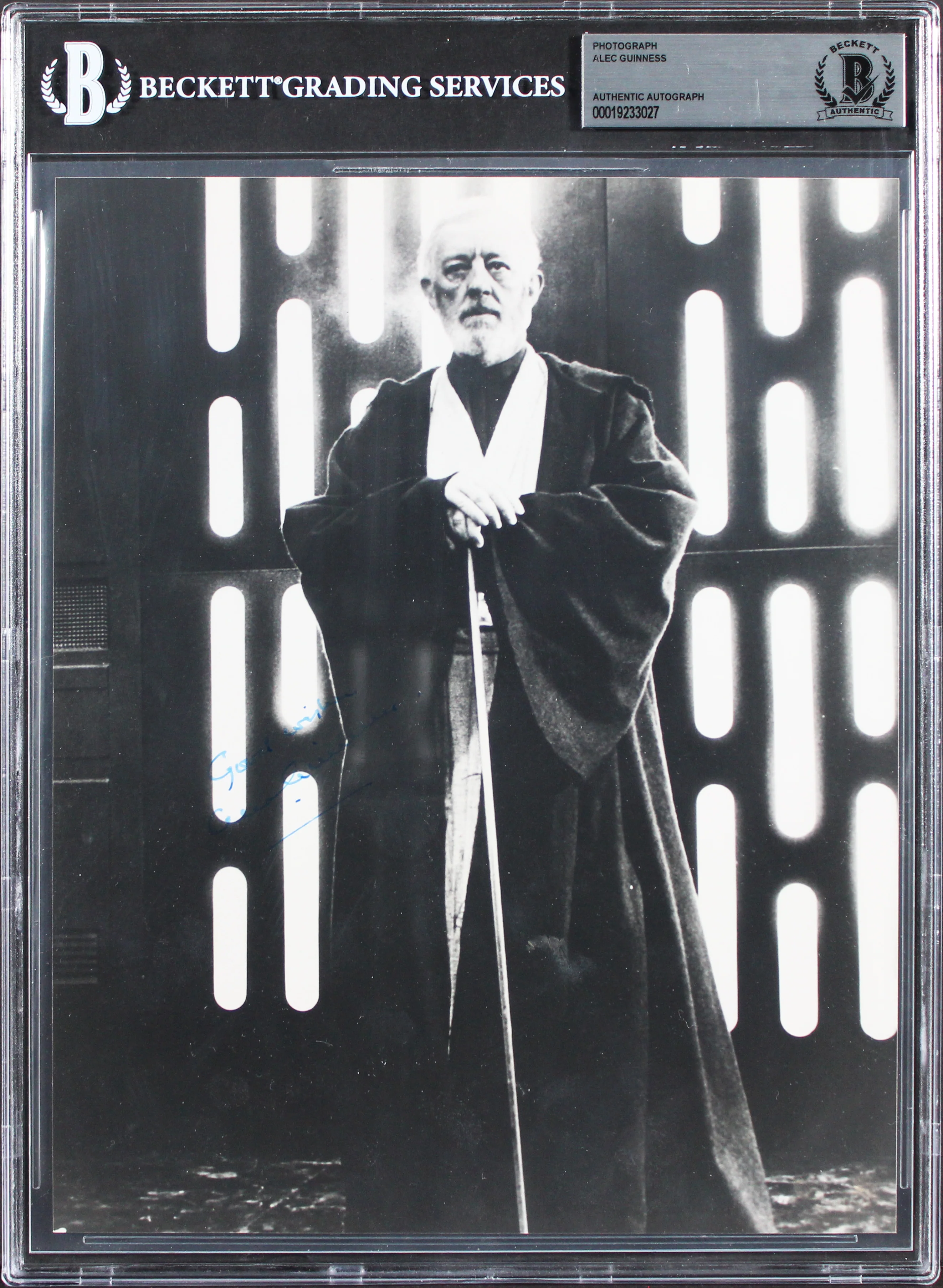 Alec Guinness Star Wars "Good Wishes" Authentic Signed 8x10 Photo BAS Slabbed - Image 2