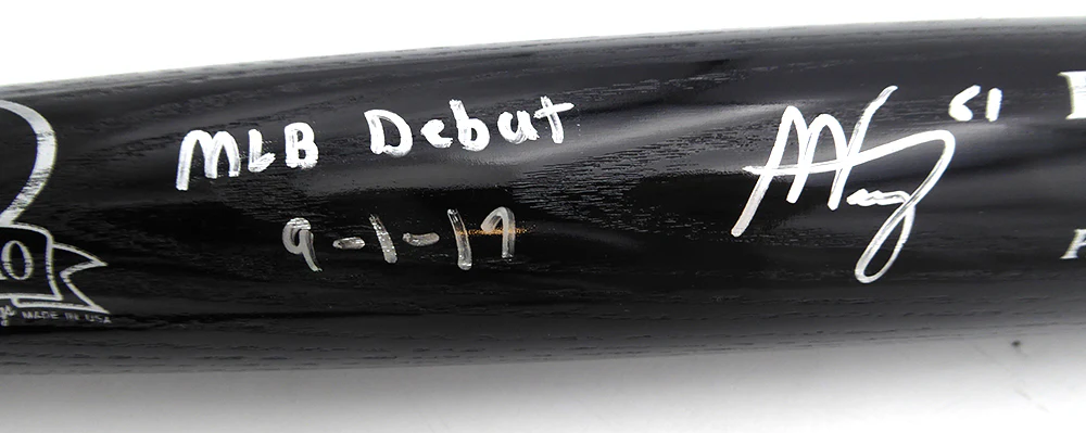 Alex Verdugo Autographed Rawlings Bat Boston Red Sox, New York Yankees "MLB Debut 9-1-17" Beckett BAS #L11596 - Image 2