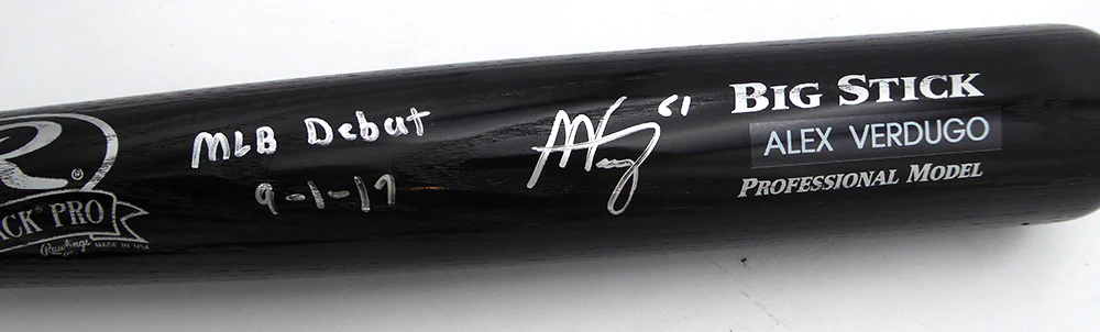 Alex Verdugo Autographed Rawlings Bat Boston Red Sox, New York Yankees "MLB Debut 9-1-17" Beckett BAS #L11596 - Image 3