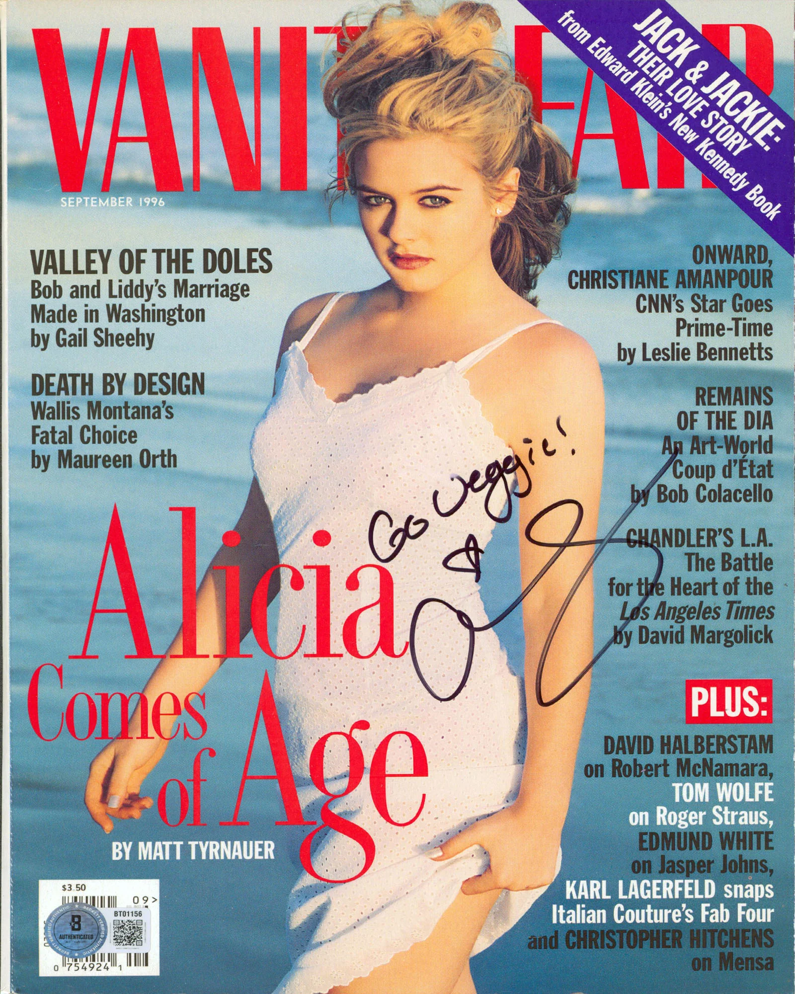 Alicia Silverstone Signed Vanity Fair Magazine Cover September 1996 BAS #BT01156 - Image 2