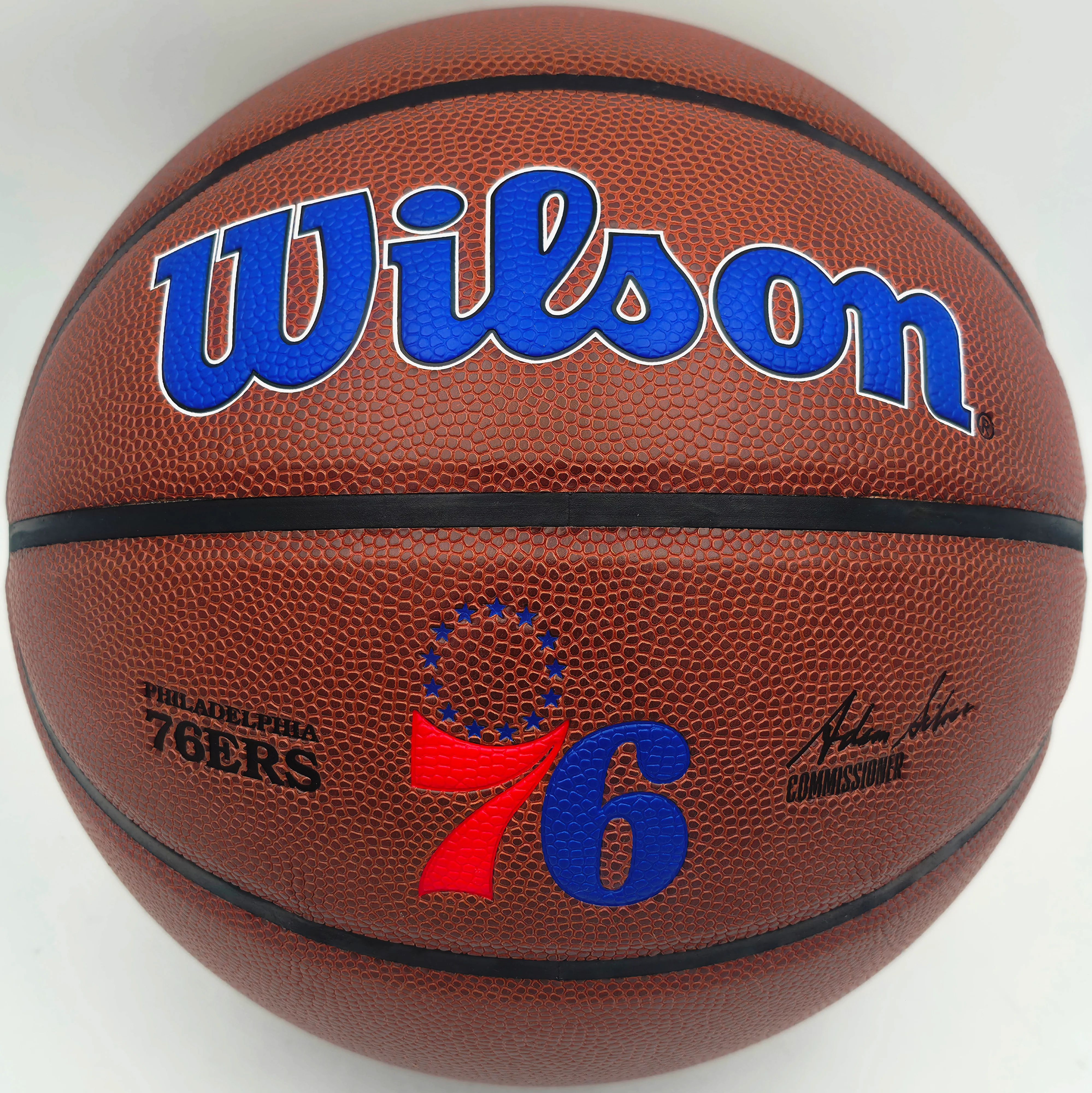 Allen Iverson Autographed Composite Leather Basketball Philadelphia 76ers Logo Beckett BAS Witness #3W343128 - Image 3