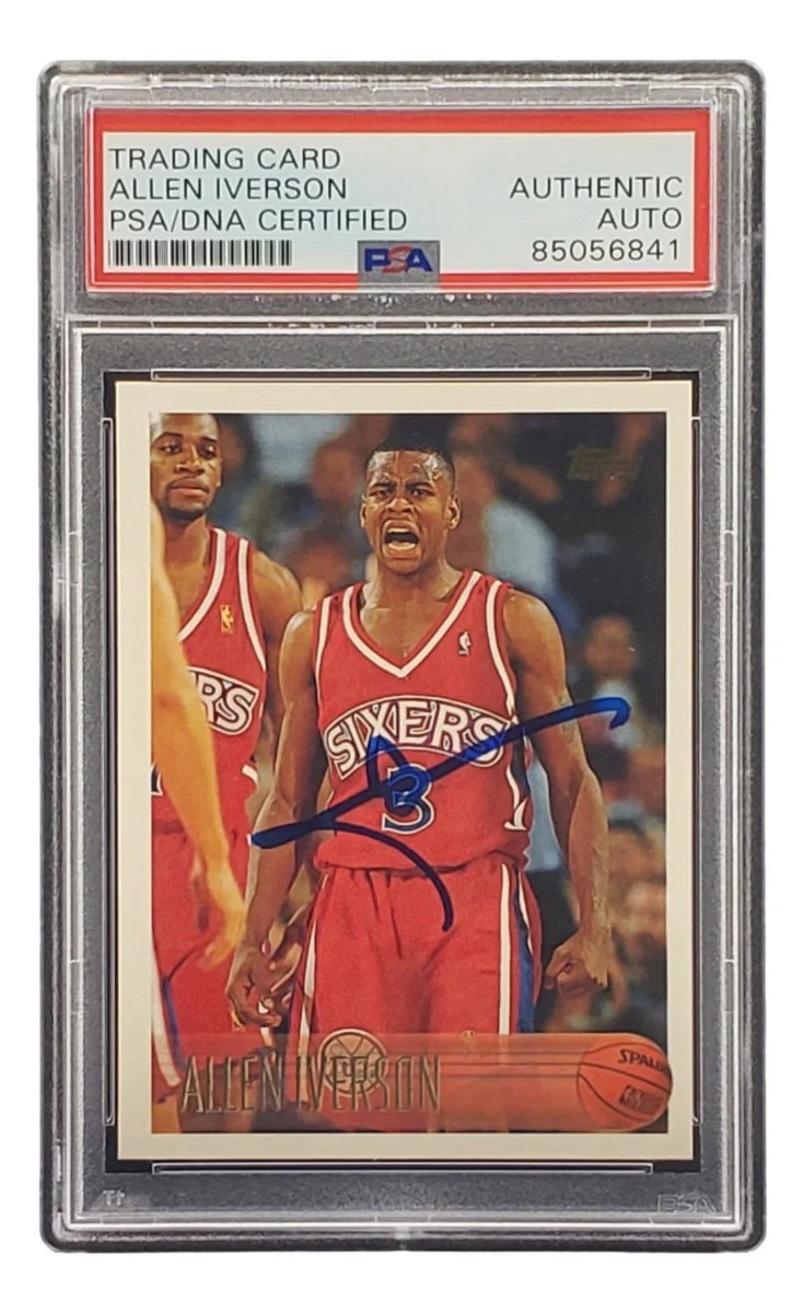 Allen Iverson Signed 1996 Topps #171 Philadelphia 76ers Rookie Card PSA/DNA - Image 4
